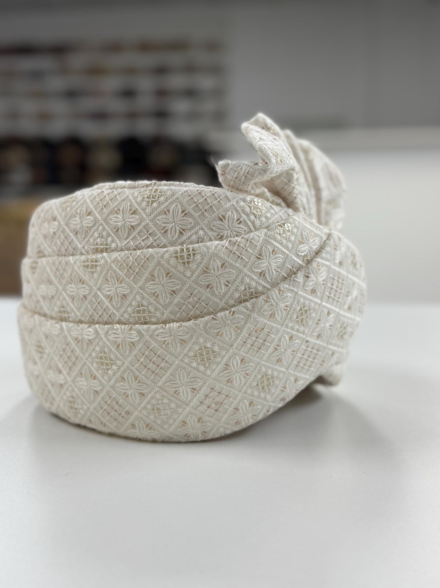 Groom Wedding Turban- Ivory AdjustableTurban(with velcro)- Safa Turban/Pagdi/Premade Turban/ Wedding Safa/Turban