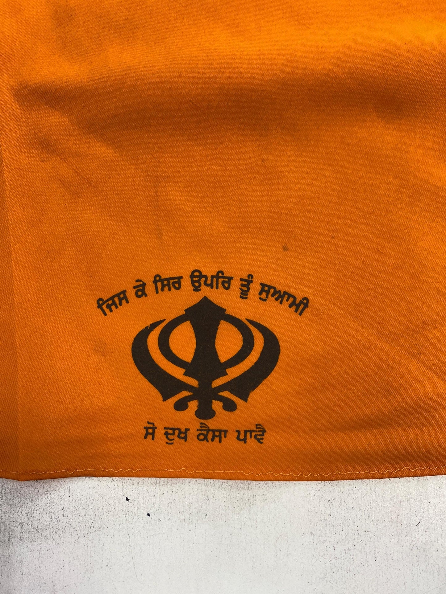 Sikh Patka- Kesari for Adults (unisex) with shabad and Khanda  Sign in front