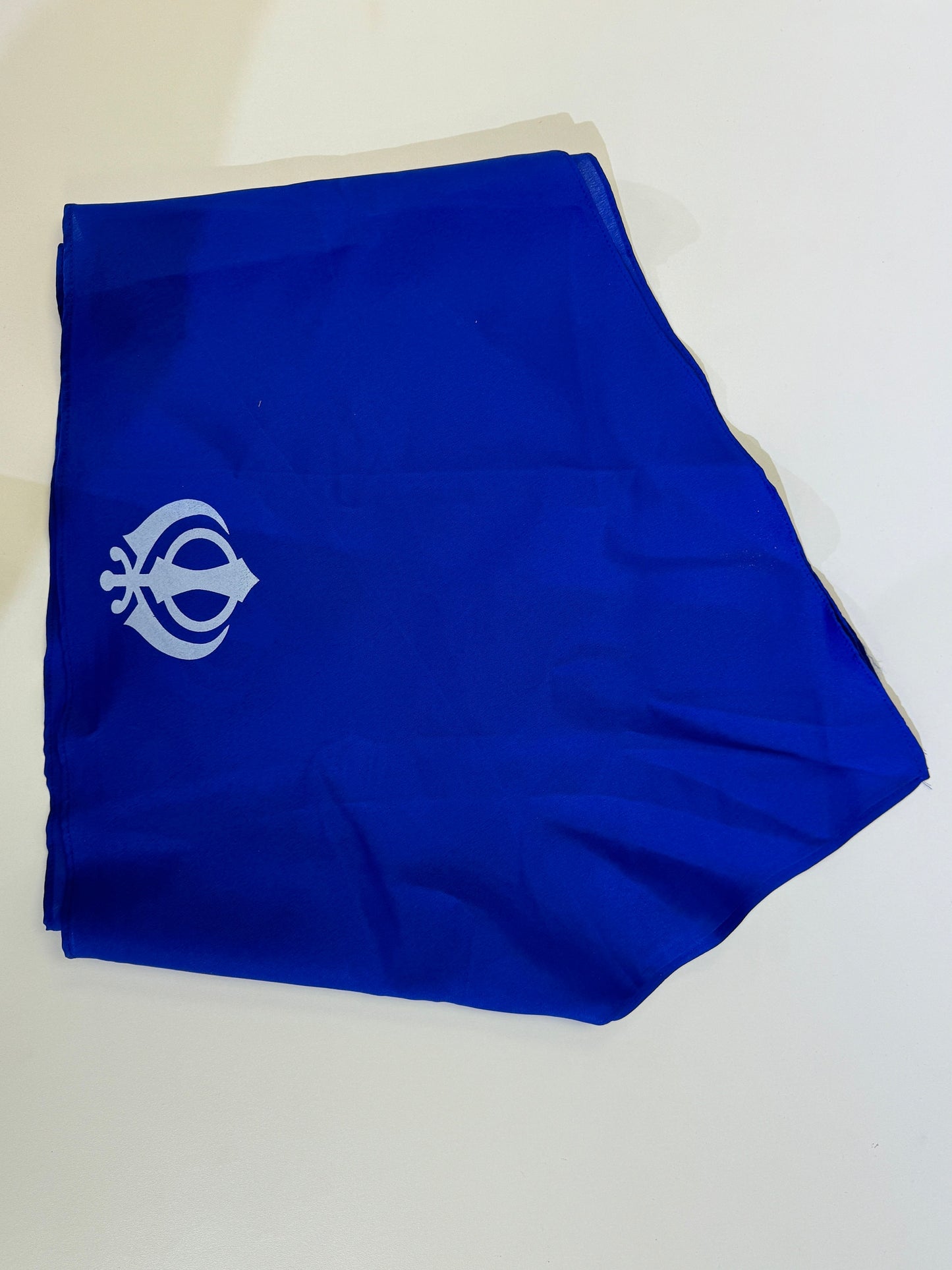 Sikh Patka- Kesari and Blue for Adults (unisex) with Khanda Sign in front