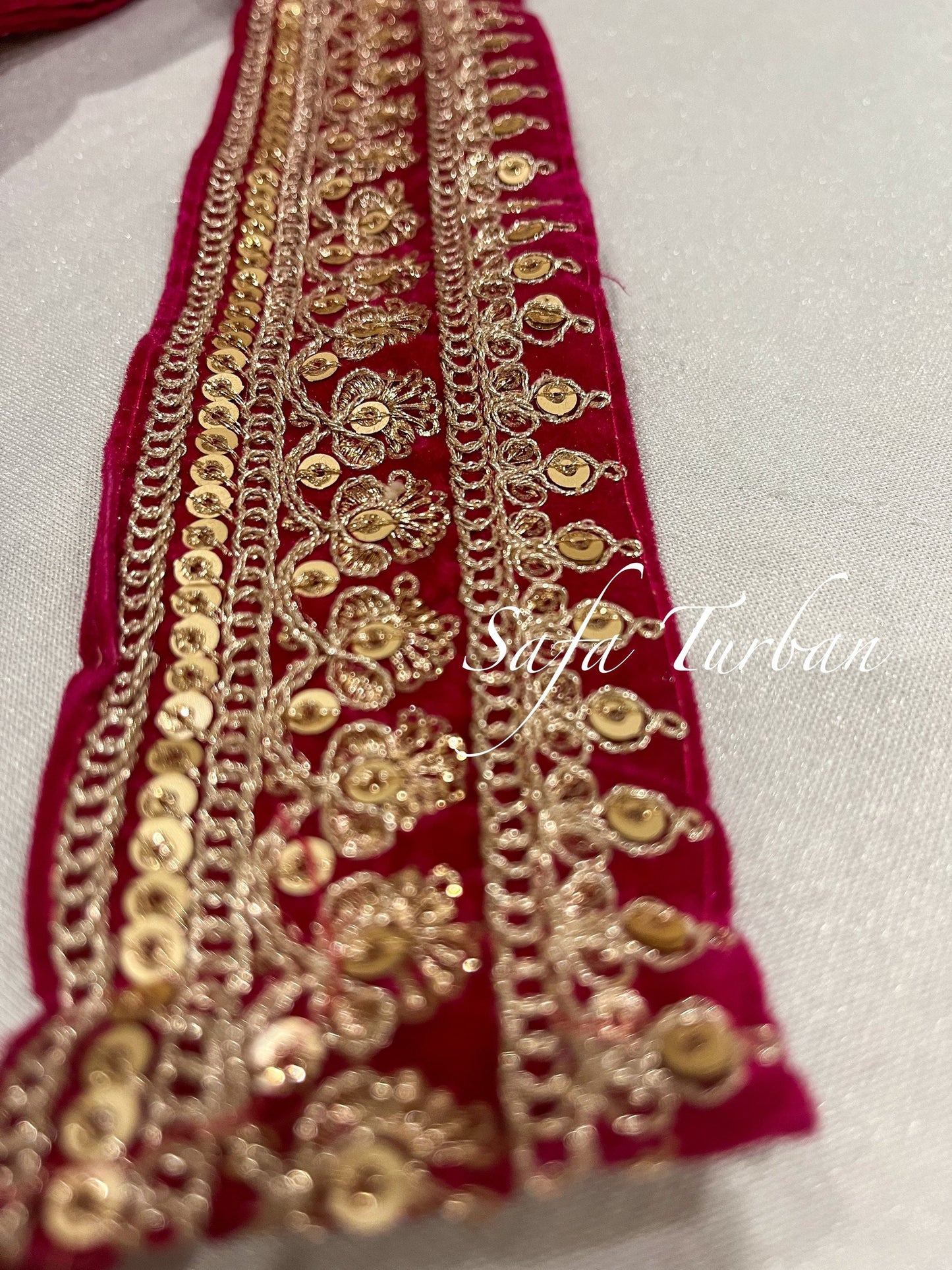 Magenta/Maroon-Golden 2.25" (inch) width Highlight Border Lace for Dresses, Sarees, Lehenga, Suits, Blouses, Dupatta, Chunri, and Craft