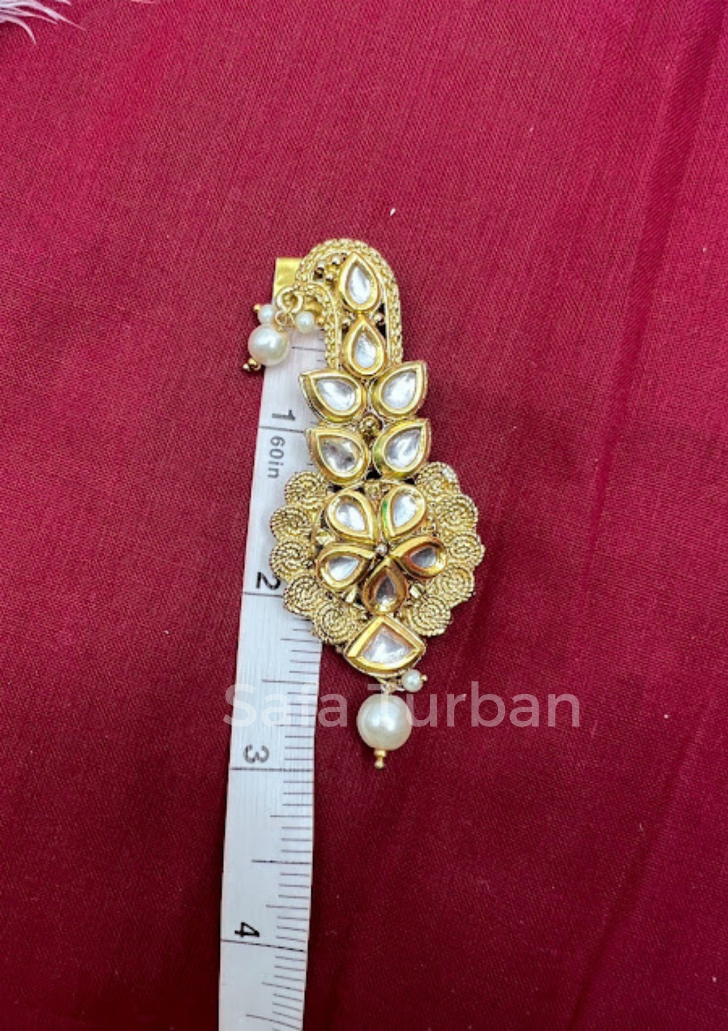 Indian Groom Wedding Accessories-  Kundan Kalangi/Kalgi for Men's Safa/Groom Pagdi