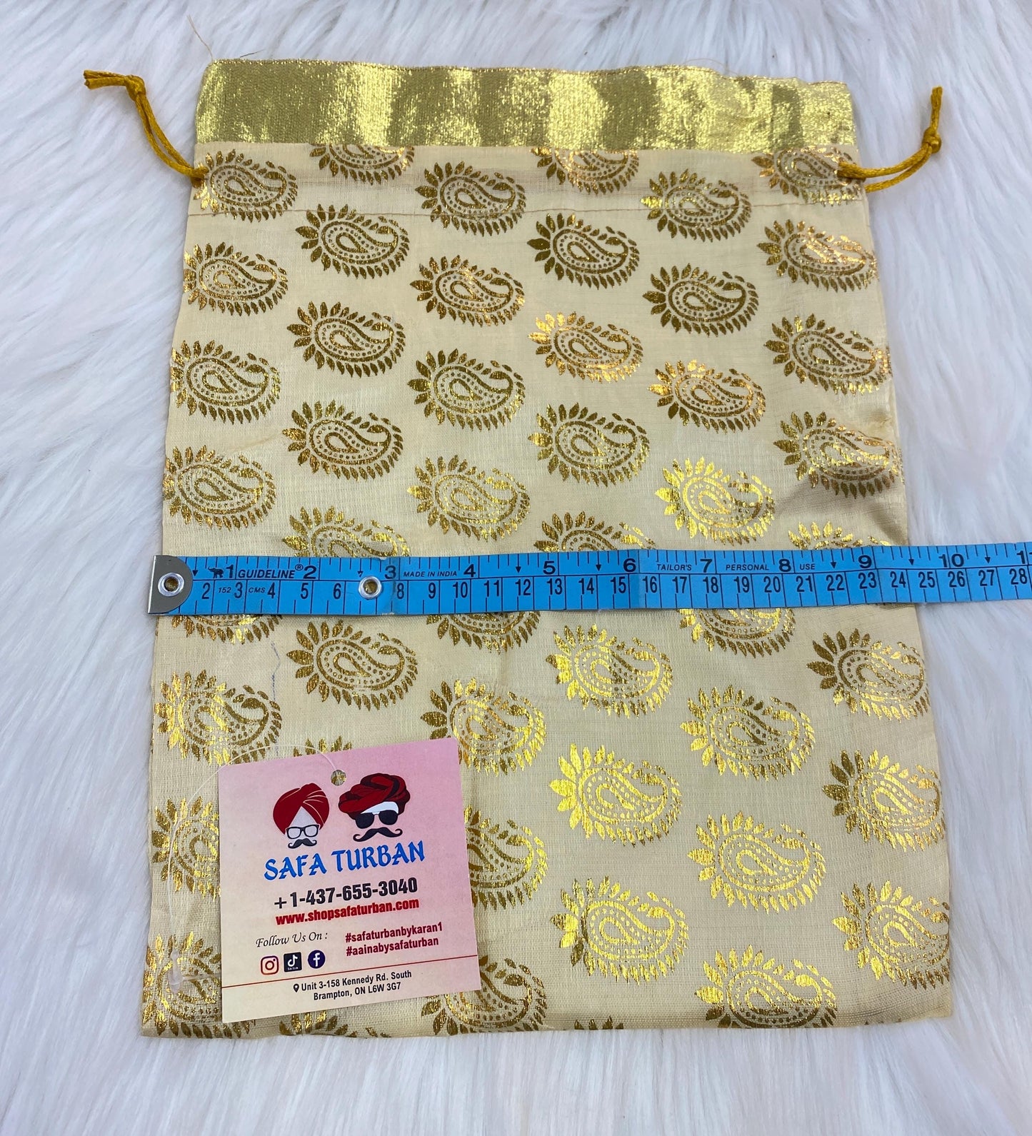 Indian Wedding- Desi Mithai/ Bhaji/Ladoo Bag- Potli Bag for Return Gifts Wedding II Sweets Bag Gift II Golden large size potli
