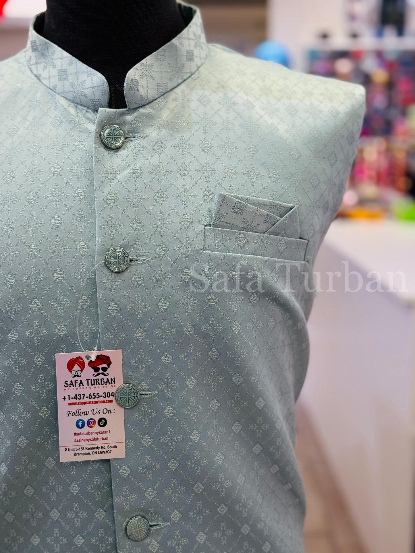 Designer Mint Green (Sage Green) Men Vest- Wedding Vest, Kurta Pajama Vest, Casual Wear (Size available 38,40,42,44,46)