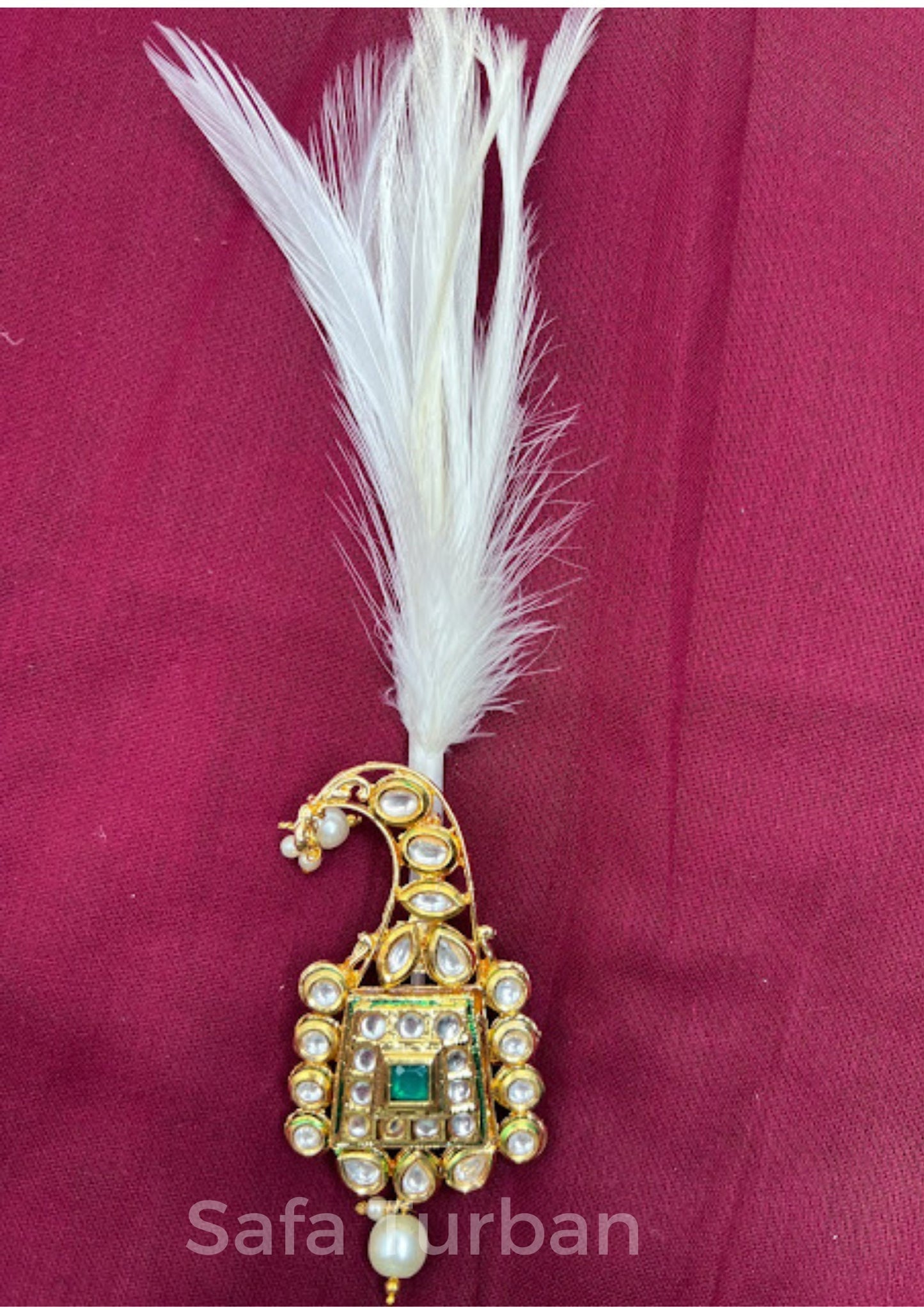 Indian Groom Wedding Accessories-  Kundan Kalangi/Kalgi for Men's Safa/Groom Pagdi