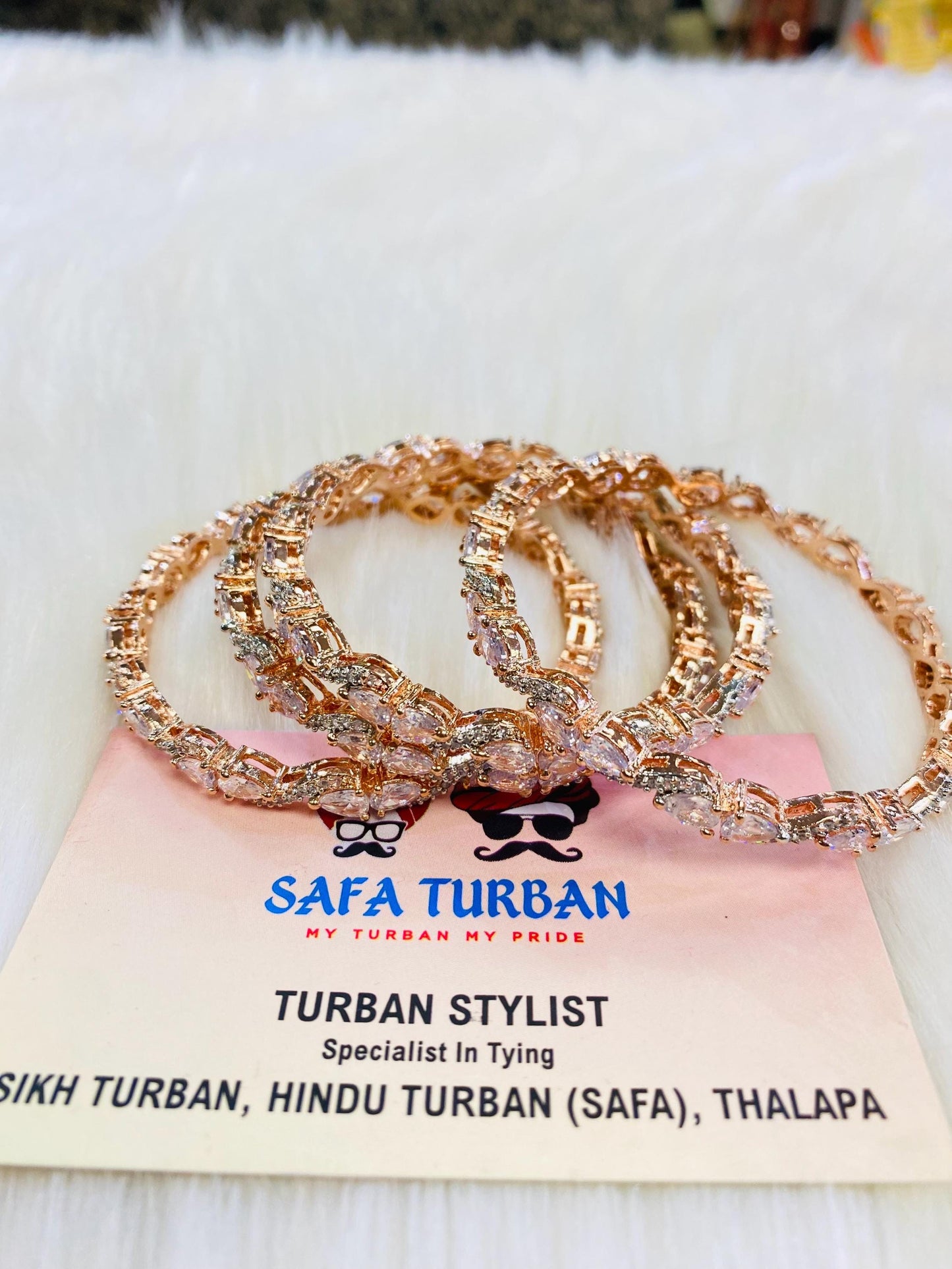 Bangles- AD Rose Gold- Metal Bangles/Wedding bangles/Kada bangles /Stone bangles (Set of 4 BANGLES)
