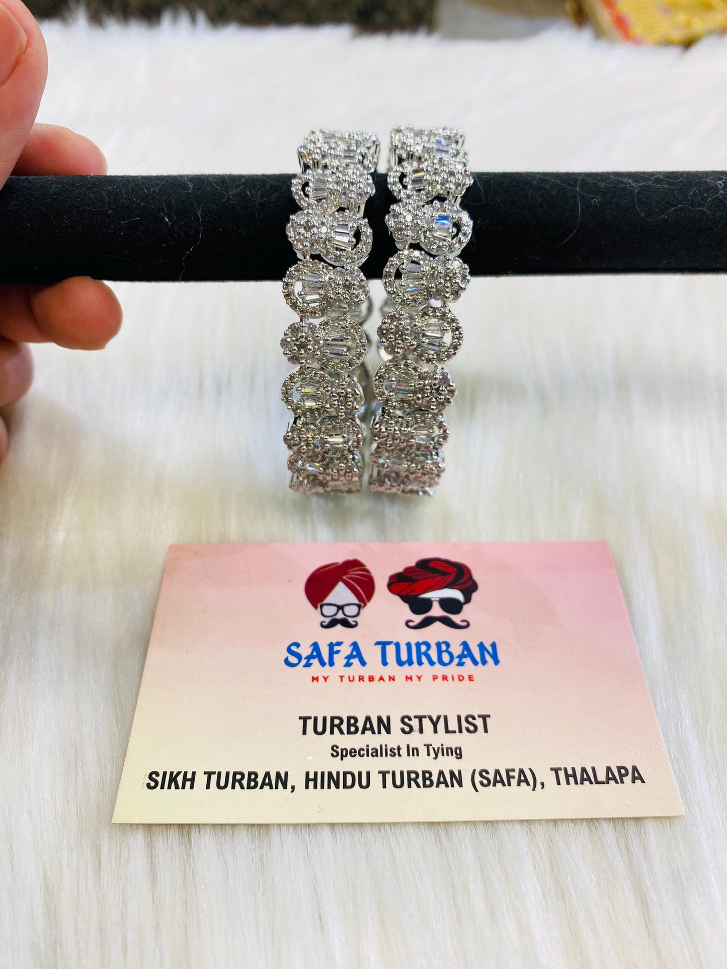 Bangles- AD Silver- Metal Bangles/Wedding bangles/Kada bangles /Stone bangles (Set of 2 BANGLES)