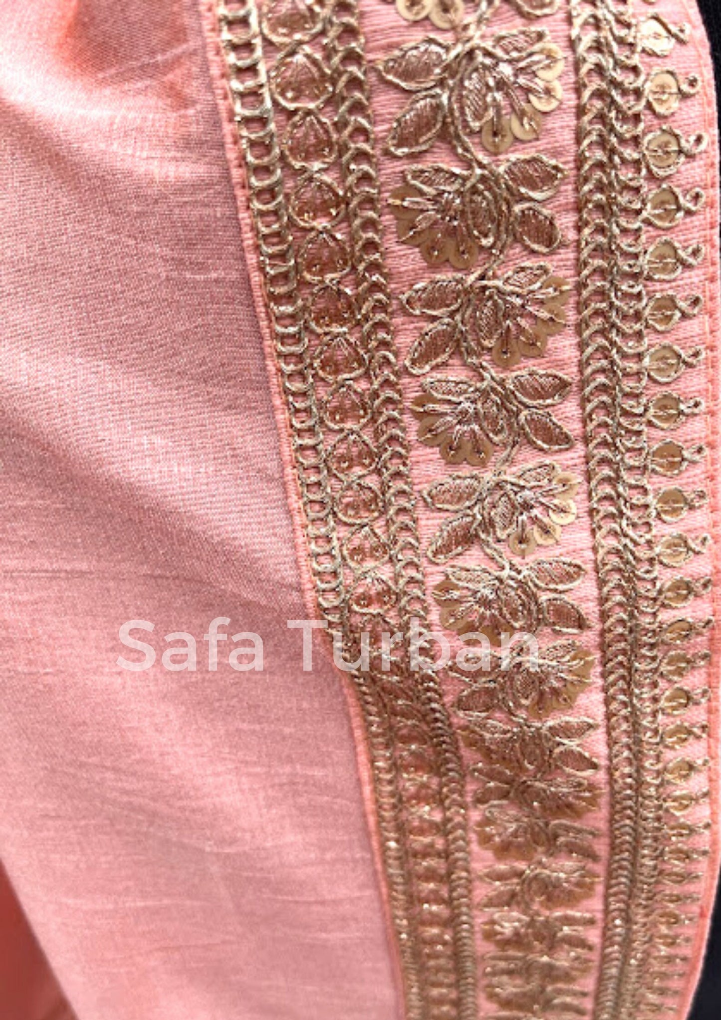 Groom Wedding Shawl- Raw Silk Fabric Shawl for Groom with Golden Border (Peach) I Groom Palla I Wedding Duppata I Wedding Shawl