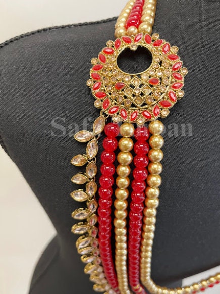 Indian Wedding- Pearl Necklace with Brooch and Kundan layer for Men/Groom for Wedding (5Layers Pearl)