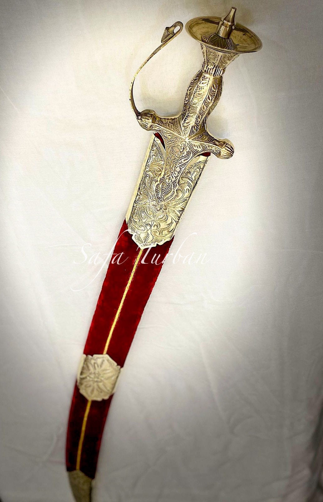 Indian Wedding Decorative Sword/Kirpan- Maroon Colour Sword with Golden work handle/For wedding purpose/Indian Rajput Wedding Sword