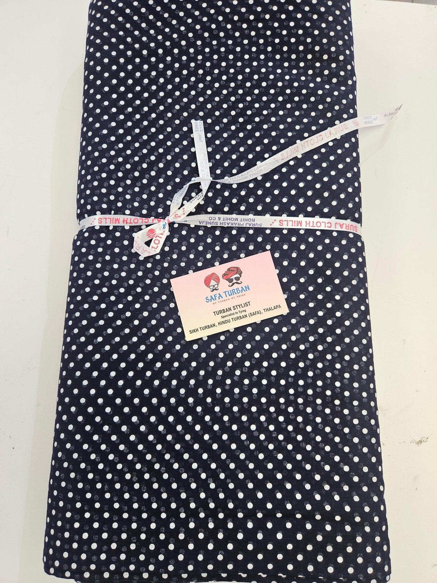 Sikh Turban- Black Polka Dot Full Voile turban fabric, Sikh Turban, Turban Fabric, Printed Voile Turban, (stitching/peeko/edges finishing)