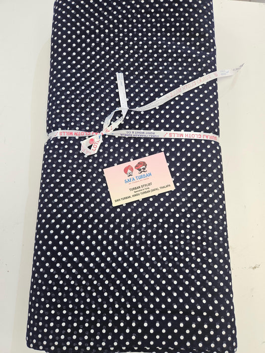 Sikh Turban- Black Polka Dot Full Voile turban fabric, Sikh Turban, Turban Fabric, Printed Voile Turban, (stitching/peeko/edges finishing)