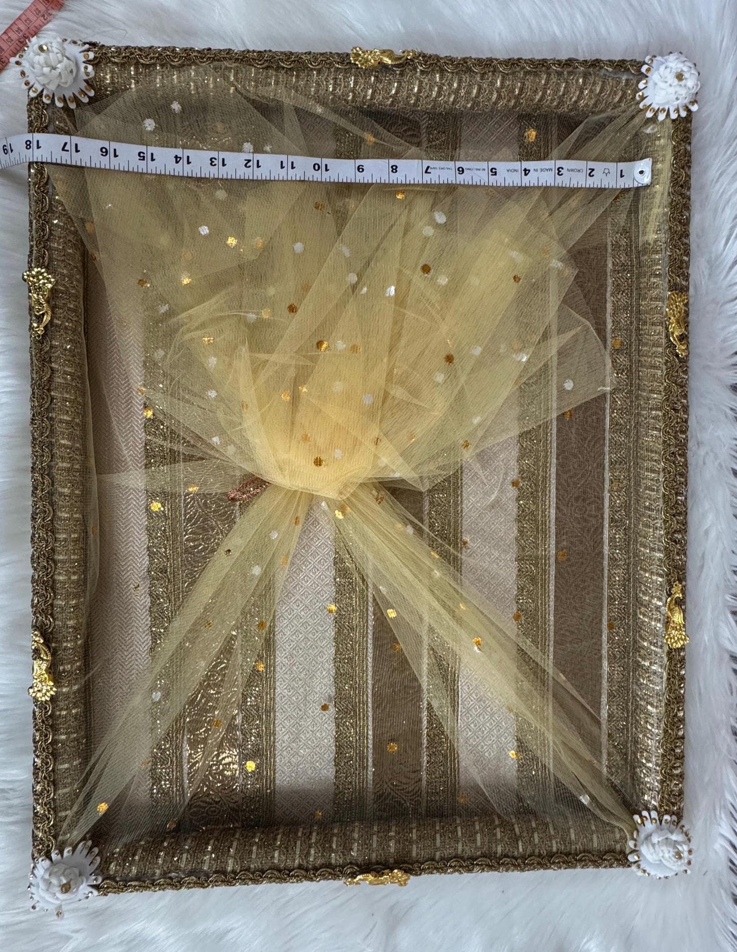 Gifting Best Wishes Wedding/Shagun Tray/Gift/Packing Tray/Decorative multicoloured Tray with Golden Work