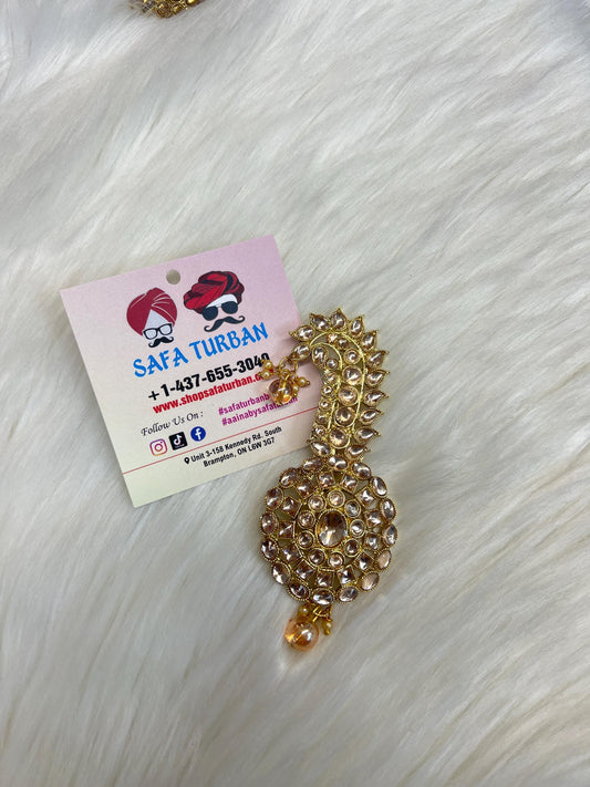 Indian Groom Wedding Accessories- Kundan Stone Kalangi/Kalgi for Men's Safa/Groom Pagdi