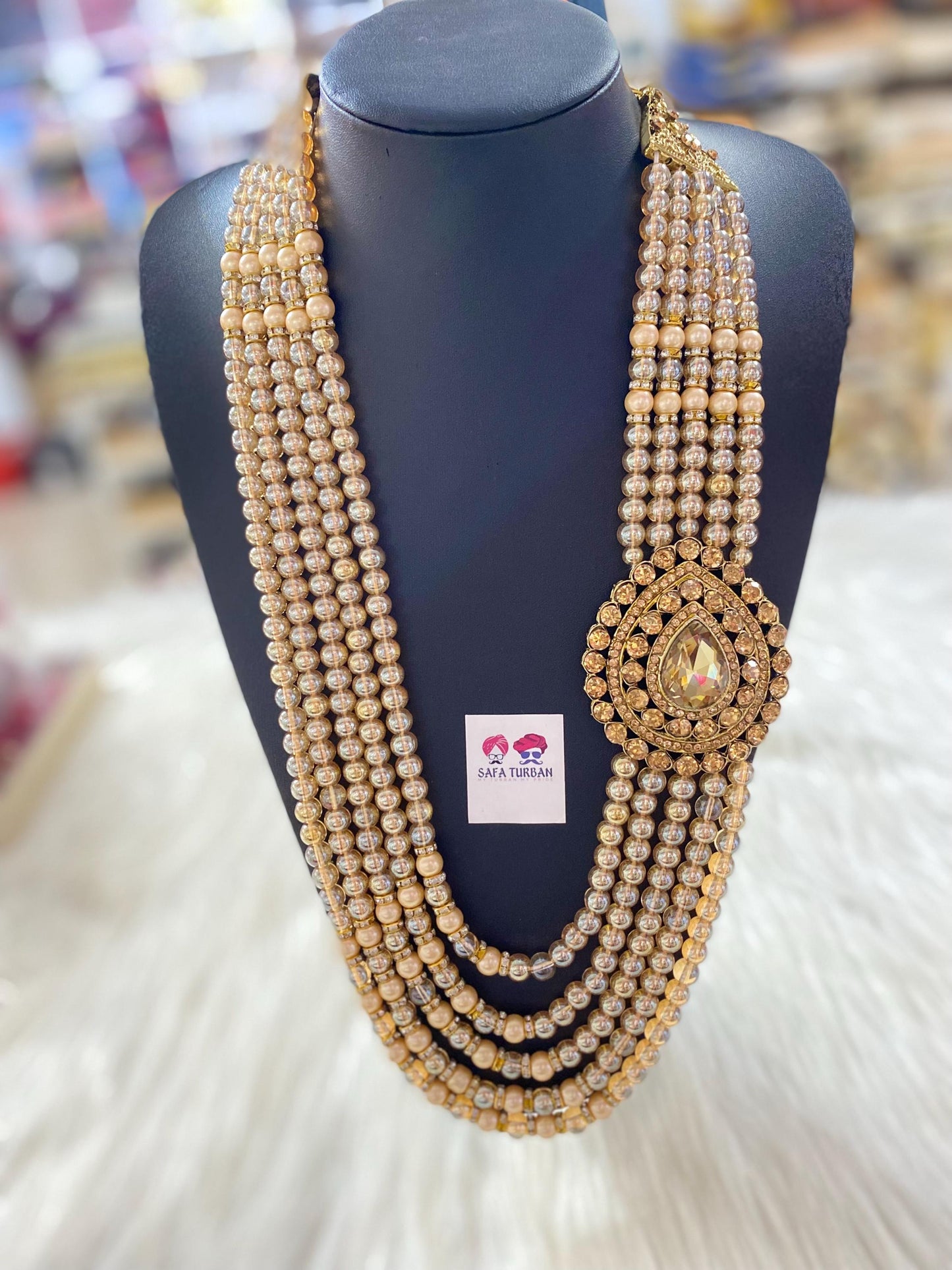 Indian Wedding- Pearl Stone & Studded Necklace for Men/Groom for Wedding