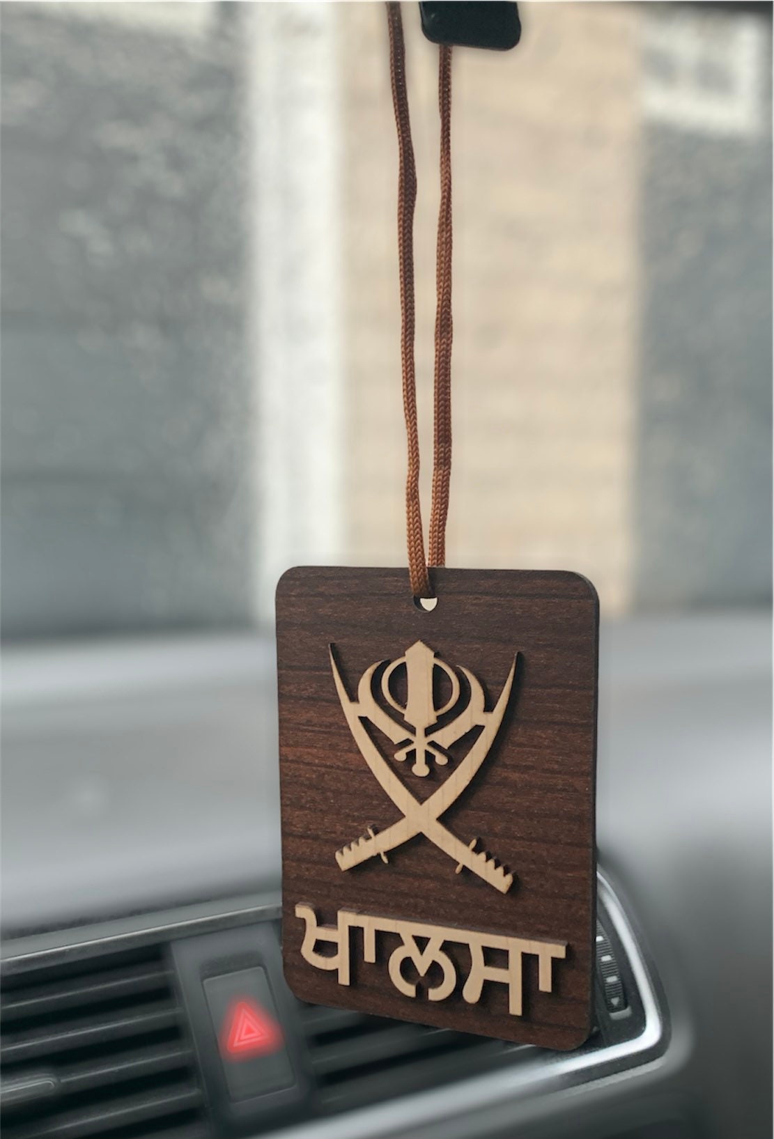 Car Hanging- Punjabi Sikh Ritual Car Hanging Accessories - Wooden Hanging Sikh Idol, Medium, Brown colour