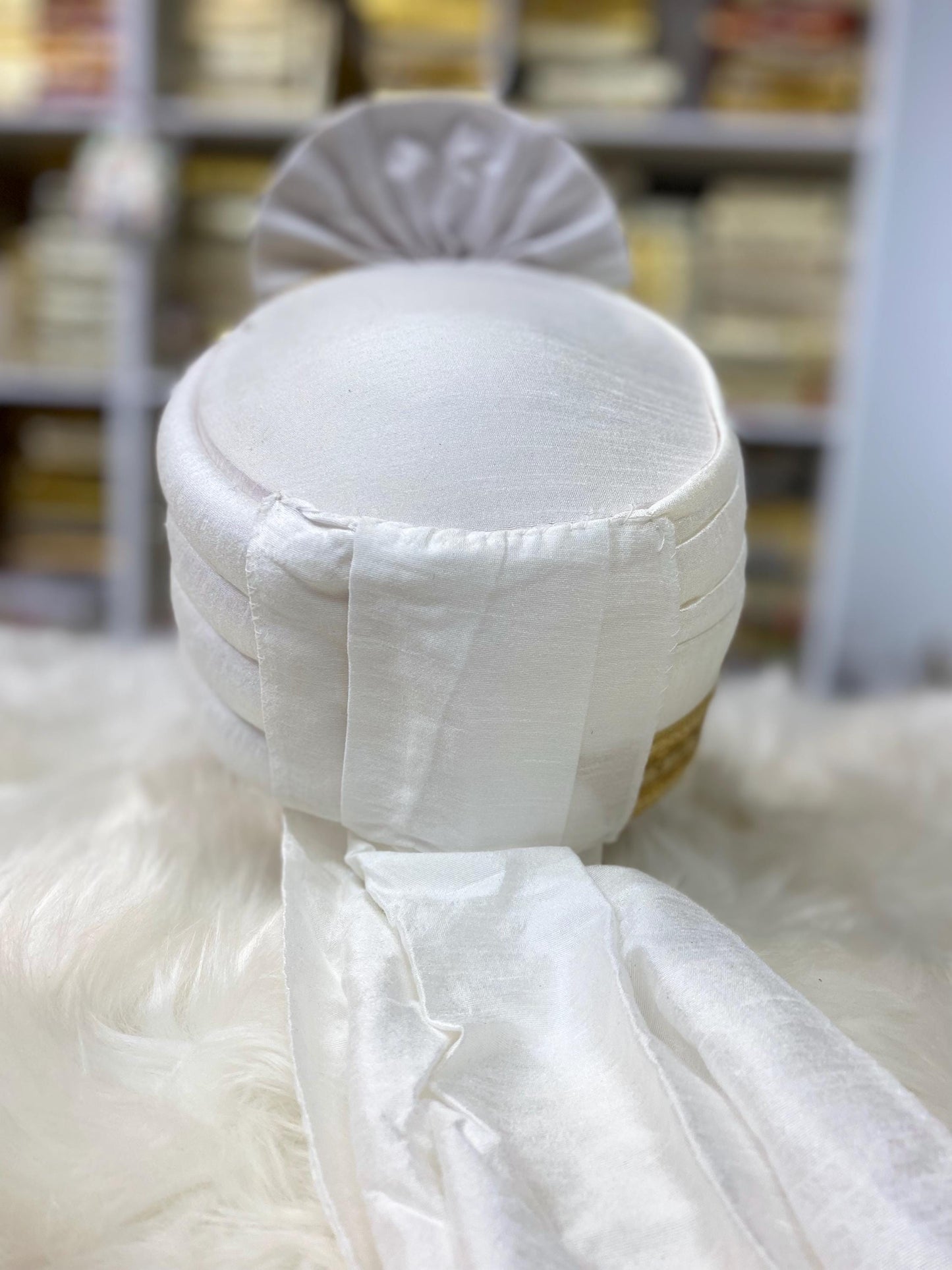 Groom Wedding Turban- White Thalapa- AdjustableTurban(with velcro)- Safa Turban/Pagdi/Premade Turban/ Wedding Safa/Turban/Thalapa