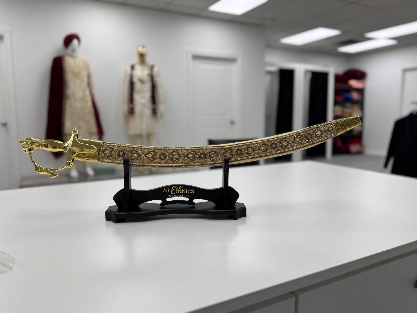 Indian Wedding Decorative Sword/Kirpan- Golden colour with golden handle/For wedding purpose/Decorated Sikh Wedding Kirpan