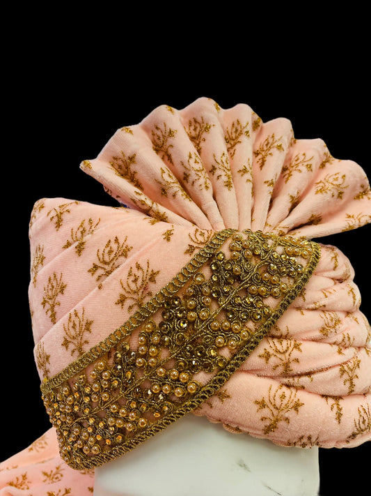 Groom Wedding Turban-Velvet AdjustableTurban(with velcro)- Safa Turban/Pagdi/Premade Turban/ Wedding Safa/Turban/Pagdi for Men