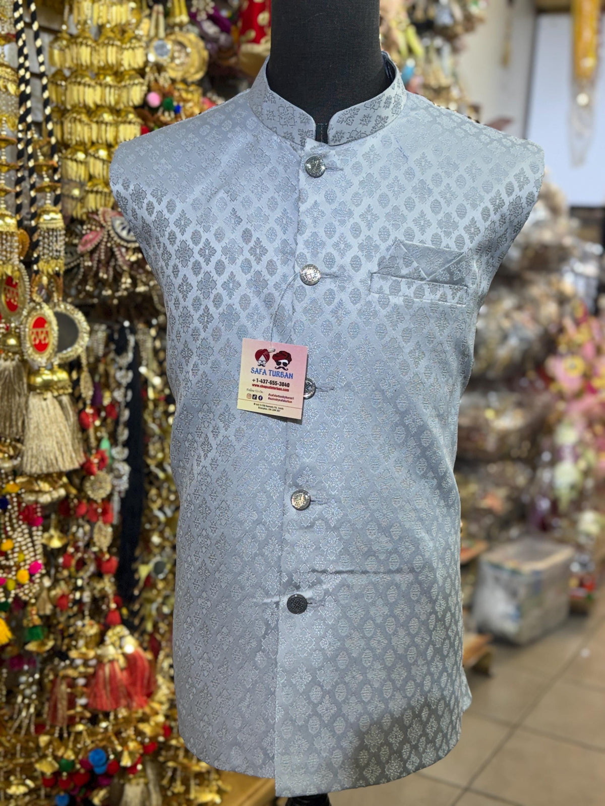 Designer Grey Men Vest- Wedding Vest, Wedding Dress, Kurta Pajama Vest, Casual Wear