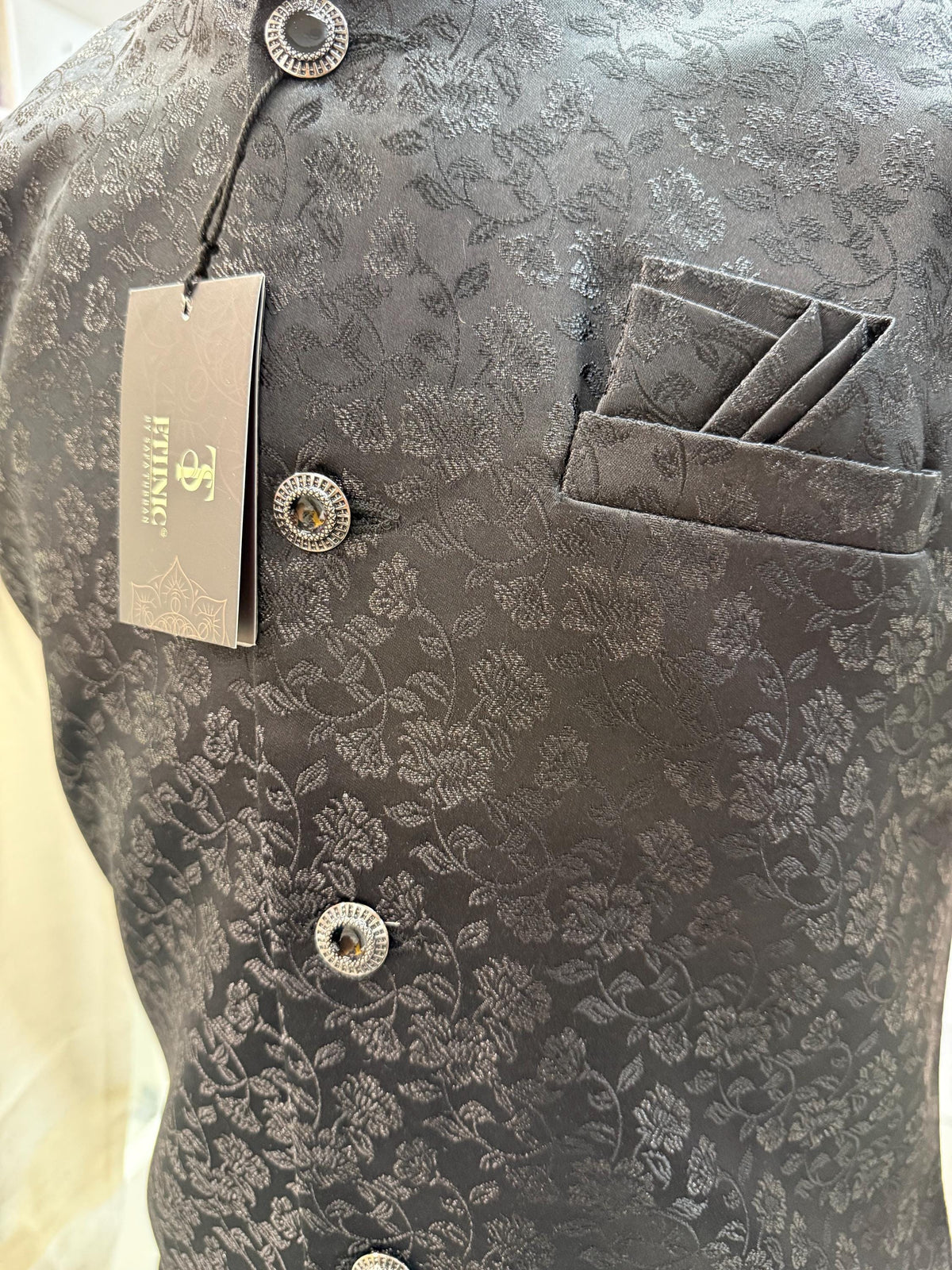 Designer Black Men Vests- Men Vests- Wedding Vest, Kurta Pajama Vest, Prom Party Dress, Casual Wear (Size available 38,40,42,44,46)