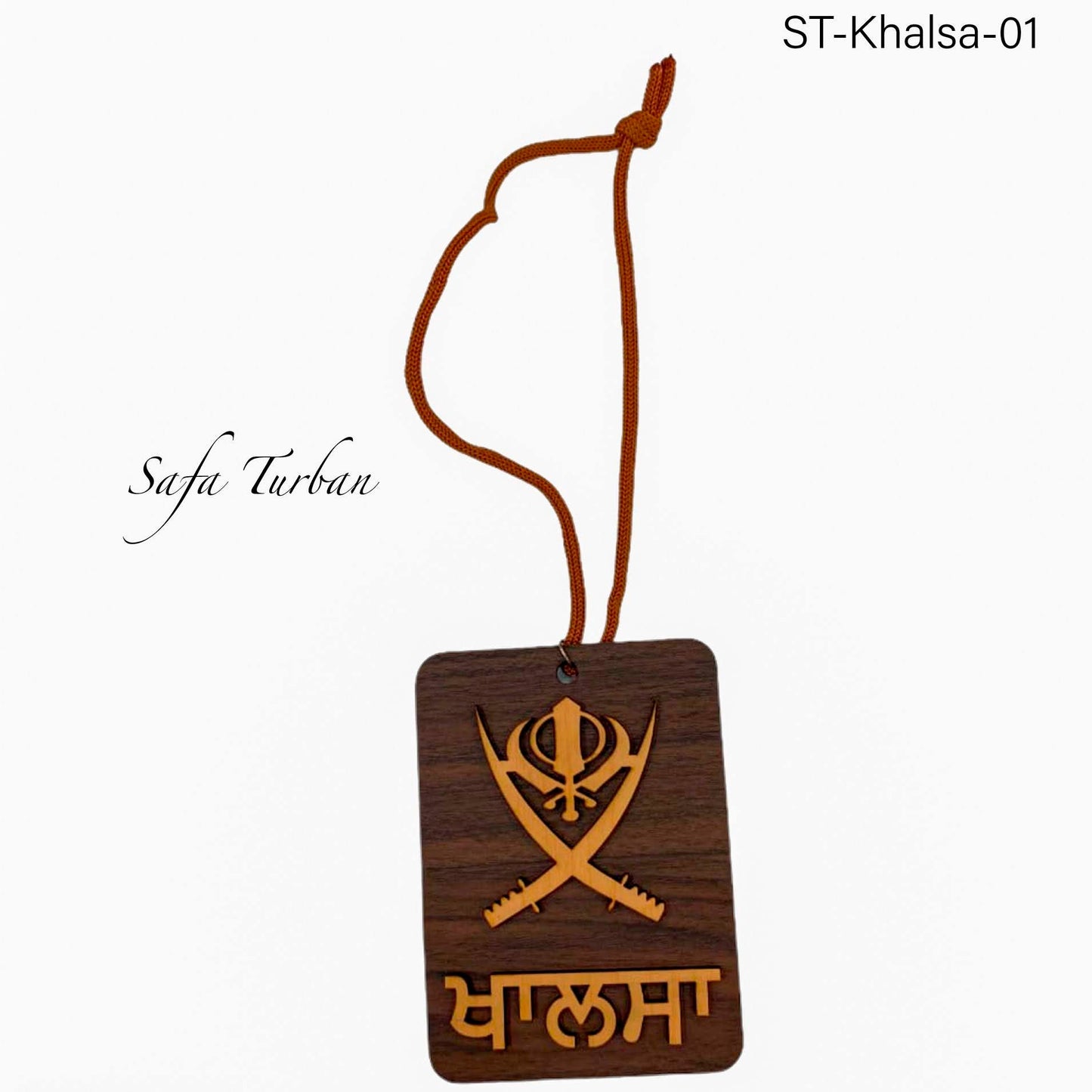 Car Hanging- Punjabi Sikh Ritual Car Hanging Accessories - Wooden Hanging Sikh Idol, Medium, Brown colour