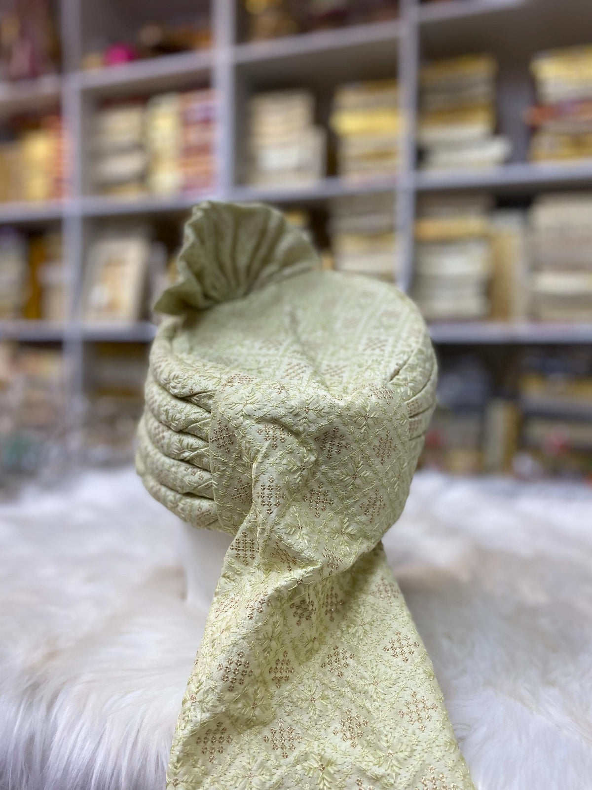 Groom Wedding Turban- Golden Brocade fabric AdjustableTurban(with velcro)- Safa Turban/Pagdi/Premade Turban/ Wedding Safa/Turban