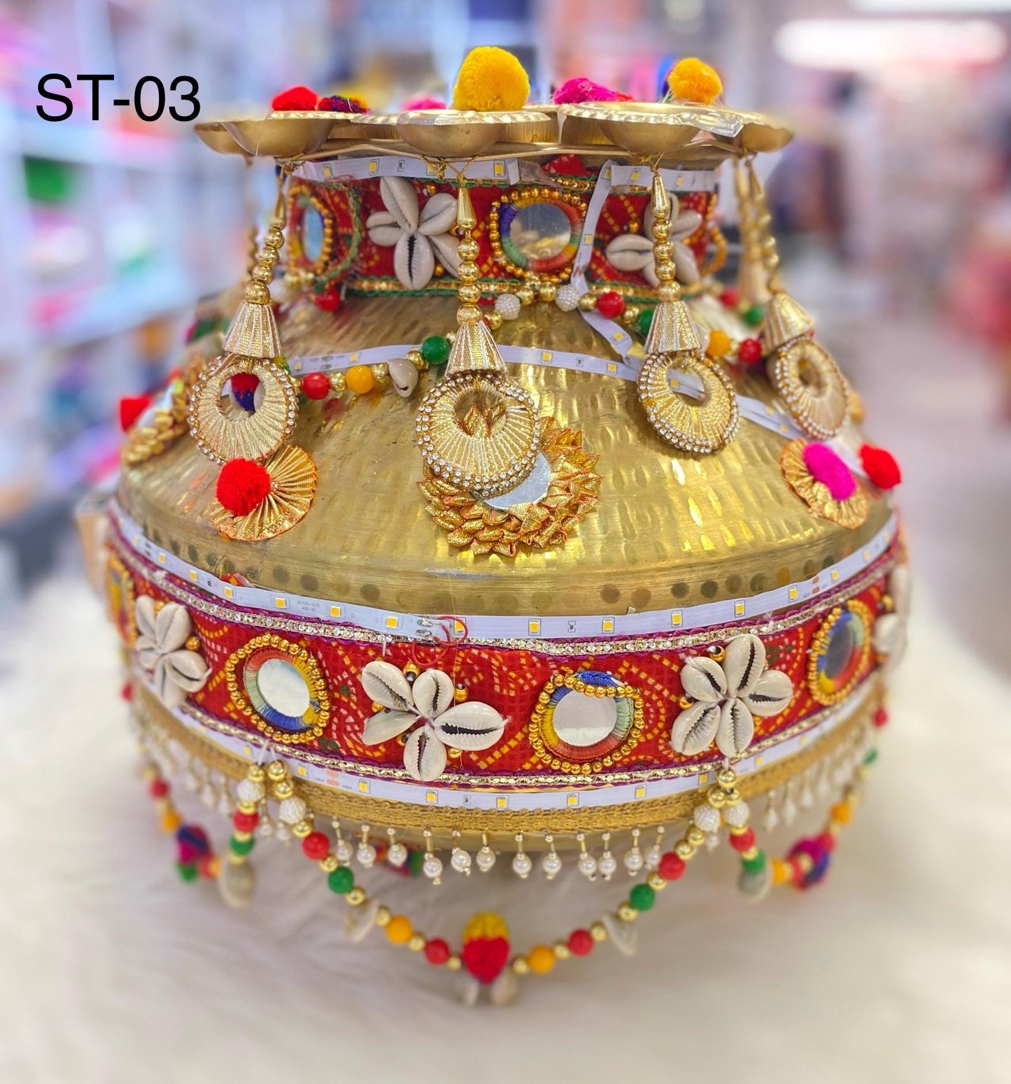 Wedding Accessories-Traditional Heavy pital Decorative Jago with Led Lights /Bride and Groom/Jaggo Function