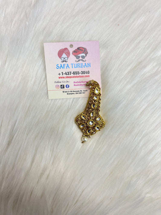 Indian Groom Wedding Accessories-  Kundan Kalangi/Kalgi for Men's Safa/Groom Pagdi