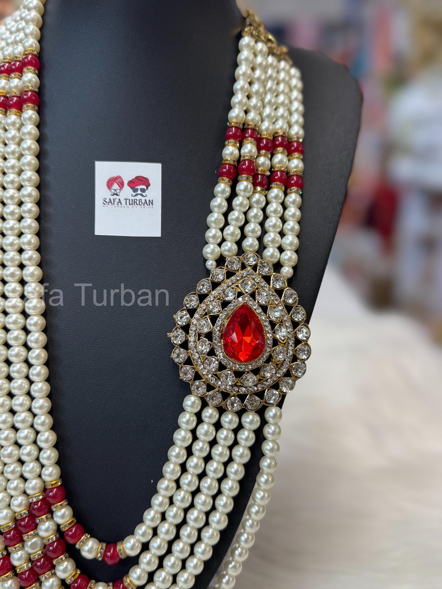 Indian Wedding- Pearl Stone & Studded Necklace for Men/Groom for Wedding
