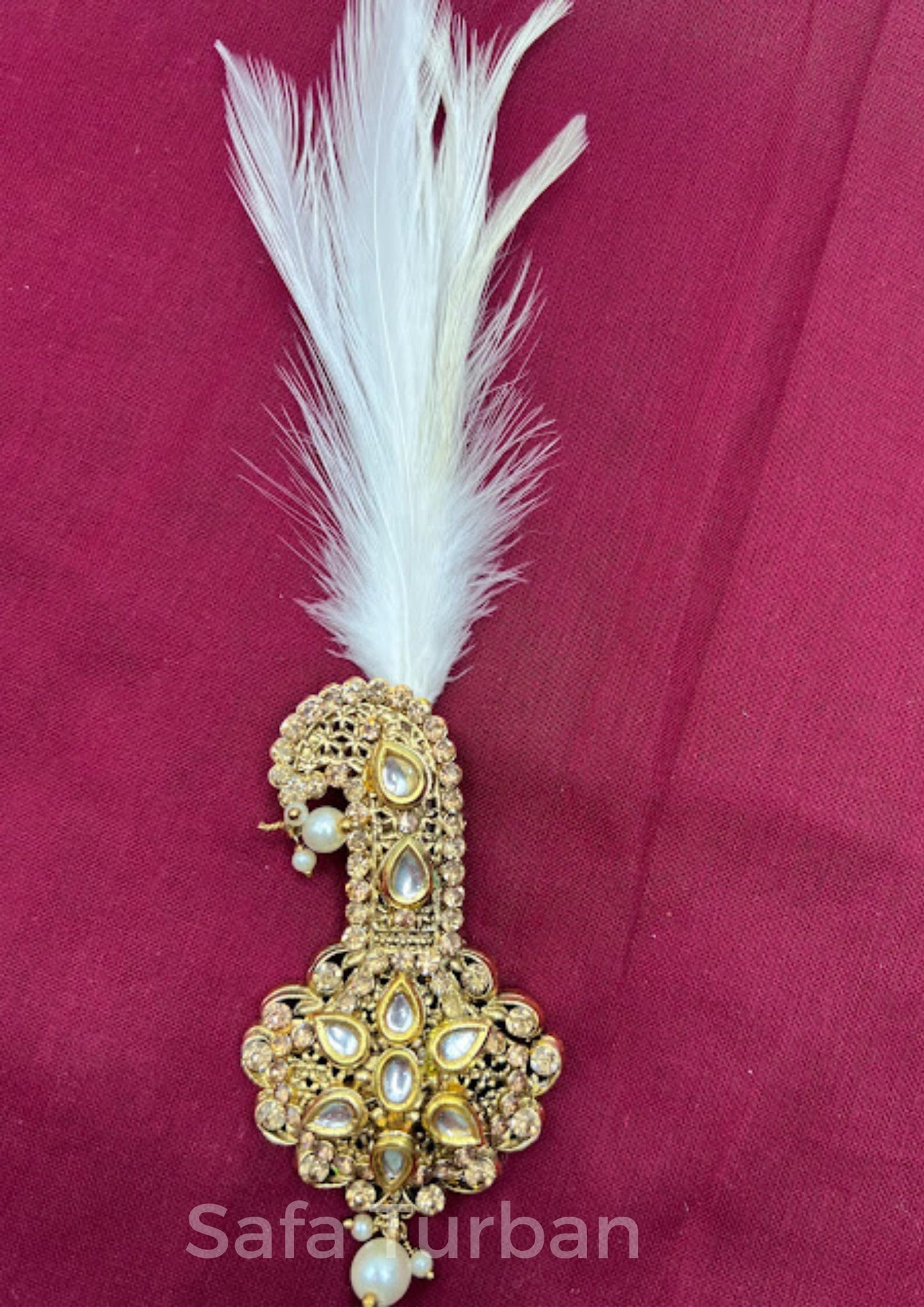 Indian Groom Wedding Accessories-  Kundan Kalangi/Kalgi for Men's Safa/Groom Pagdi