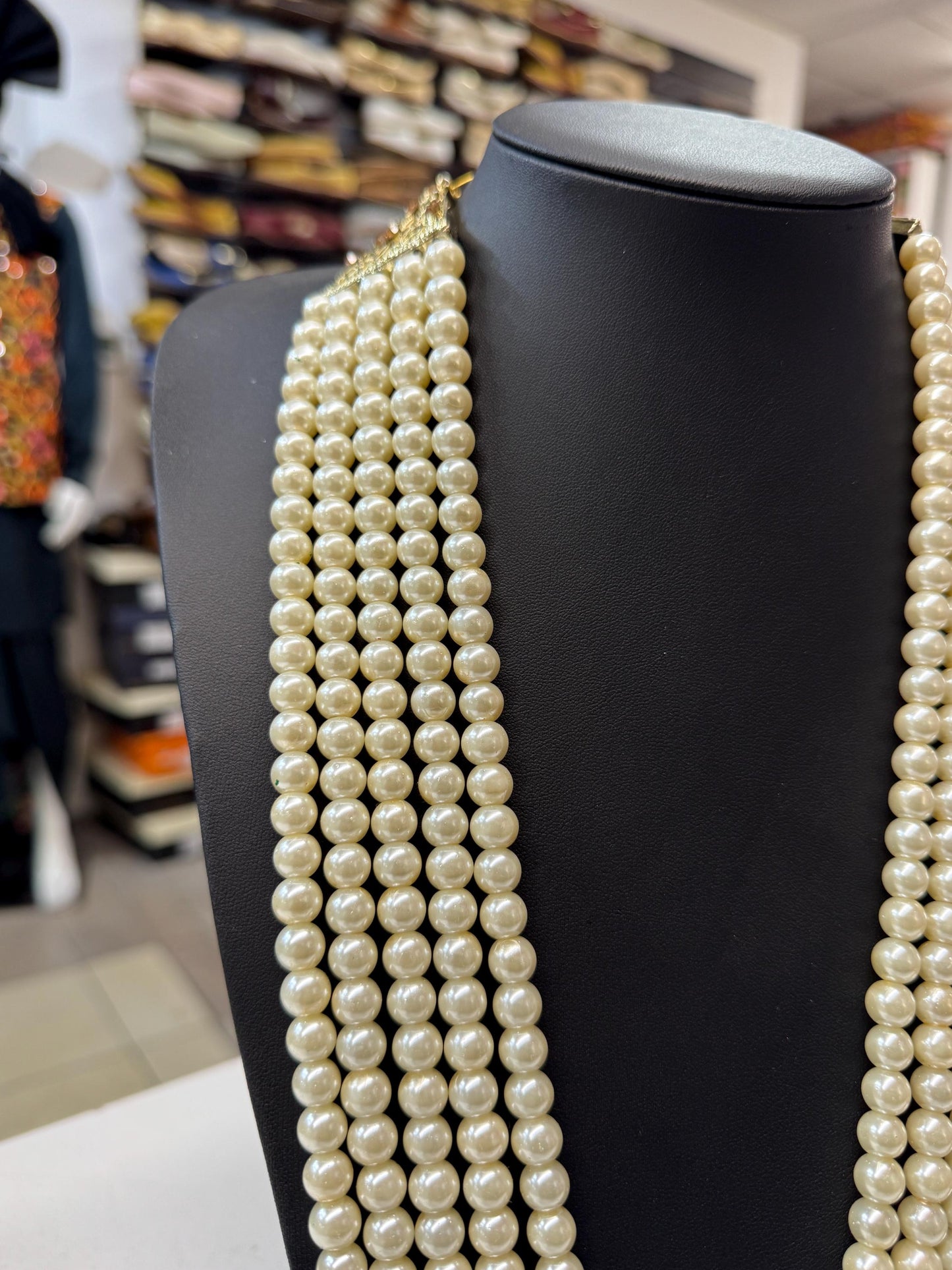 Indian Wedding- Green & white Pearl Necklace for Men/Groom for Wedding