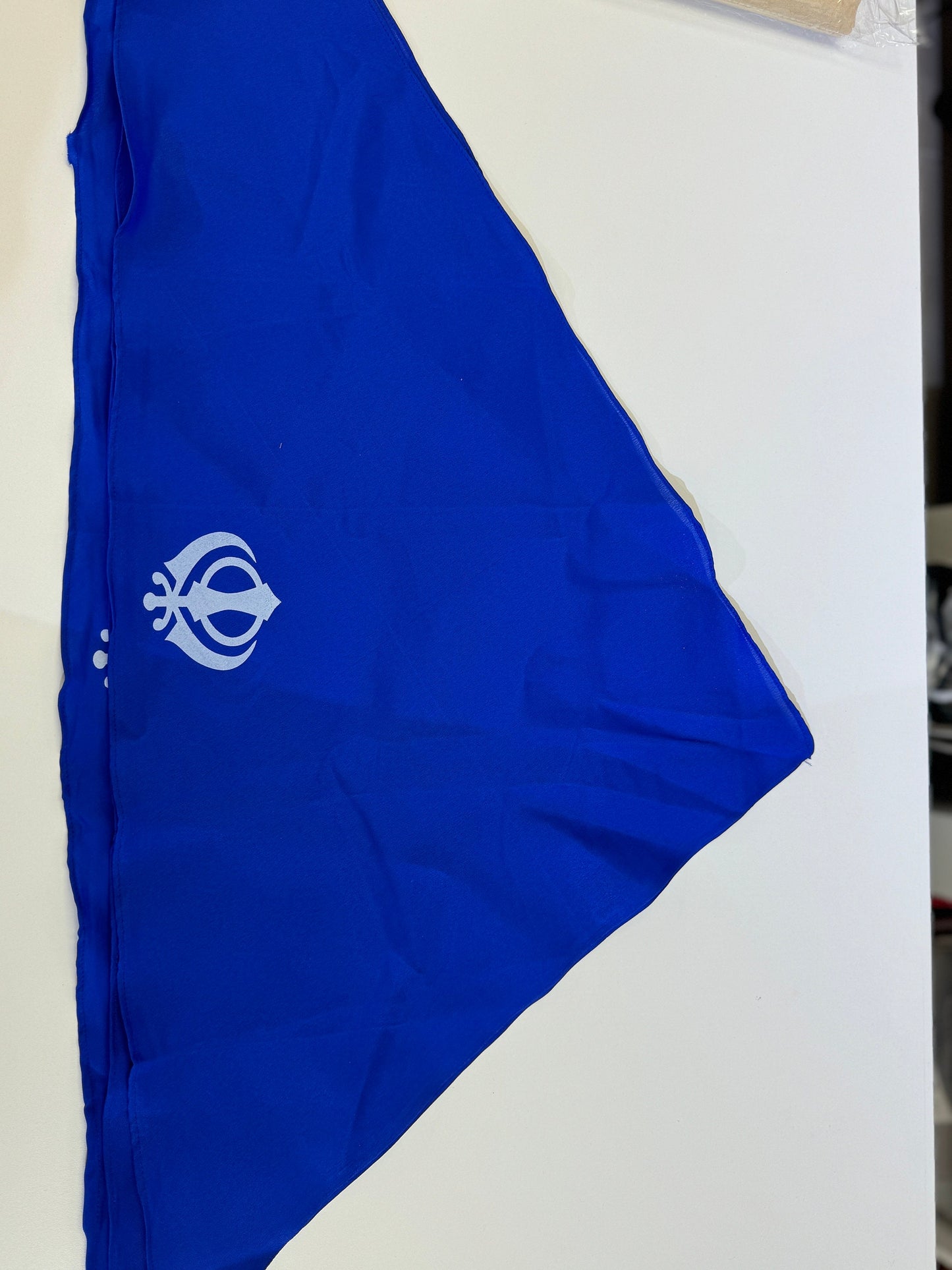 Sikh Patka- Kesari and Blue for Adults (unisex) with Khanda Sign in front
