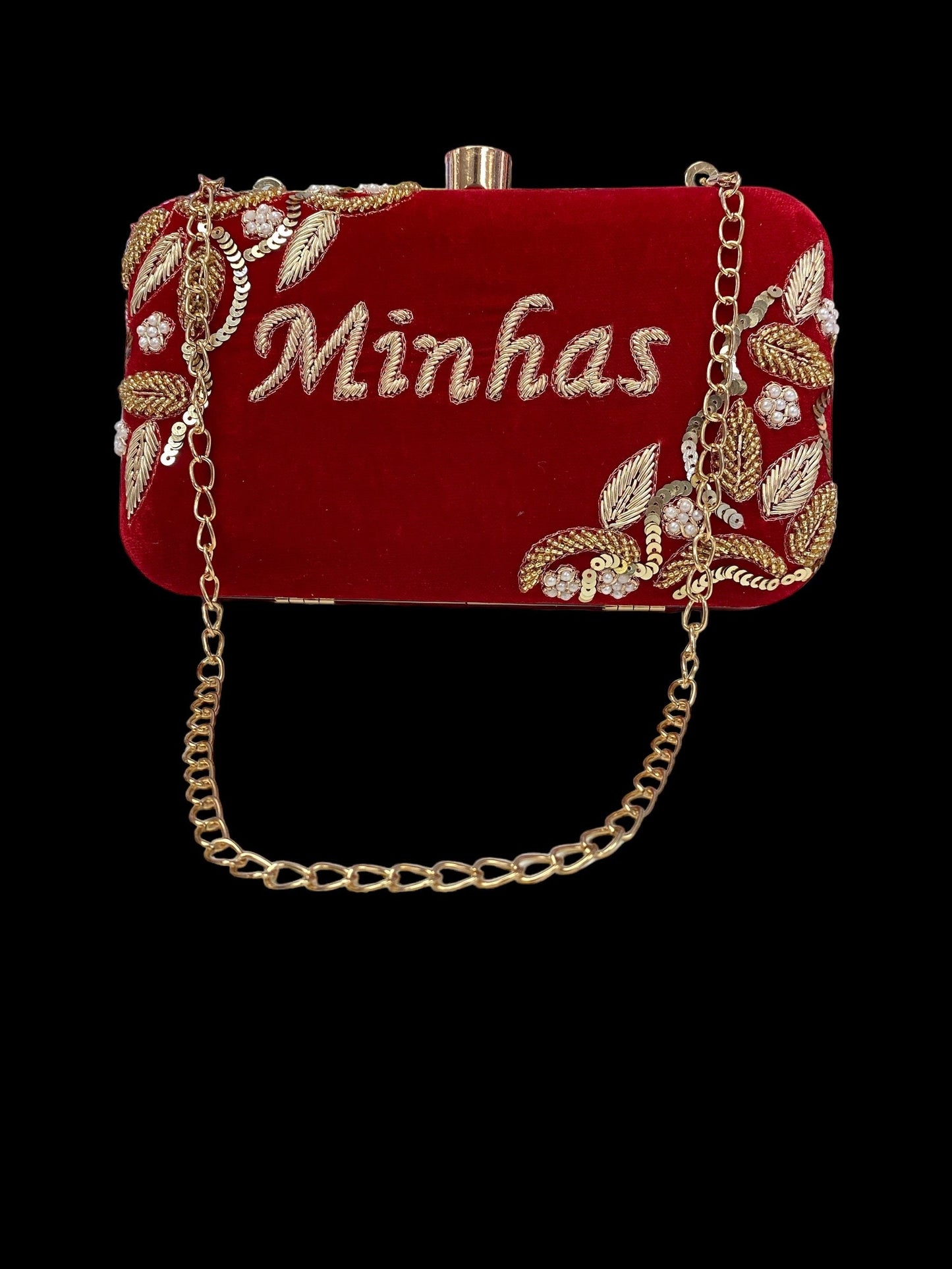 Handmade beautiful bling box clutch, clutch, wedding purse, embroidery purse, clutches, detachable chain sling strap