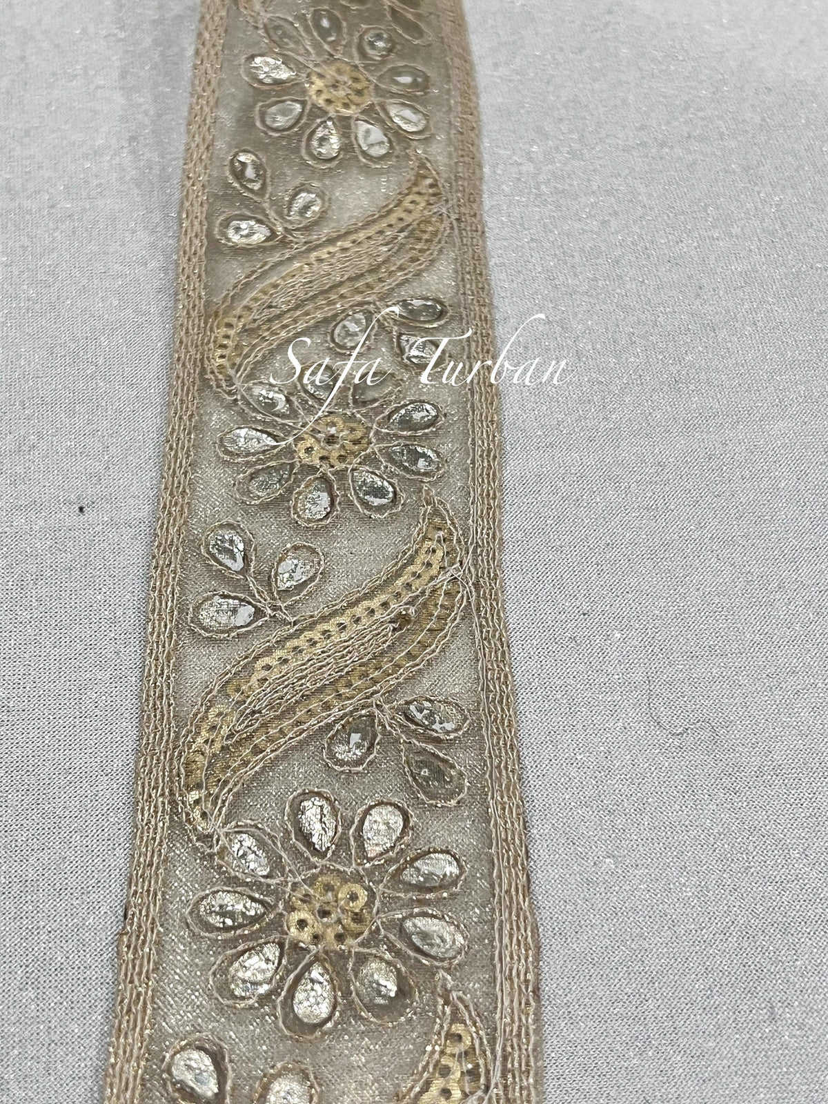 Golden Kundan Lace 2" (inch) for Dresses, Sarees, Lehenga, Suits, Blouses, Dupatta, Chunri, and Craft