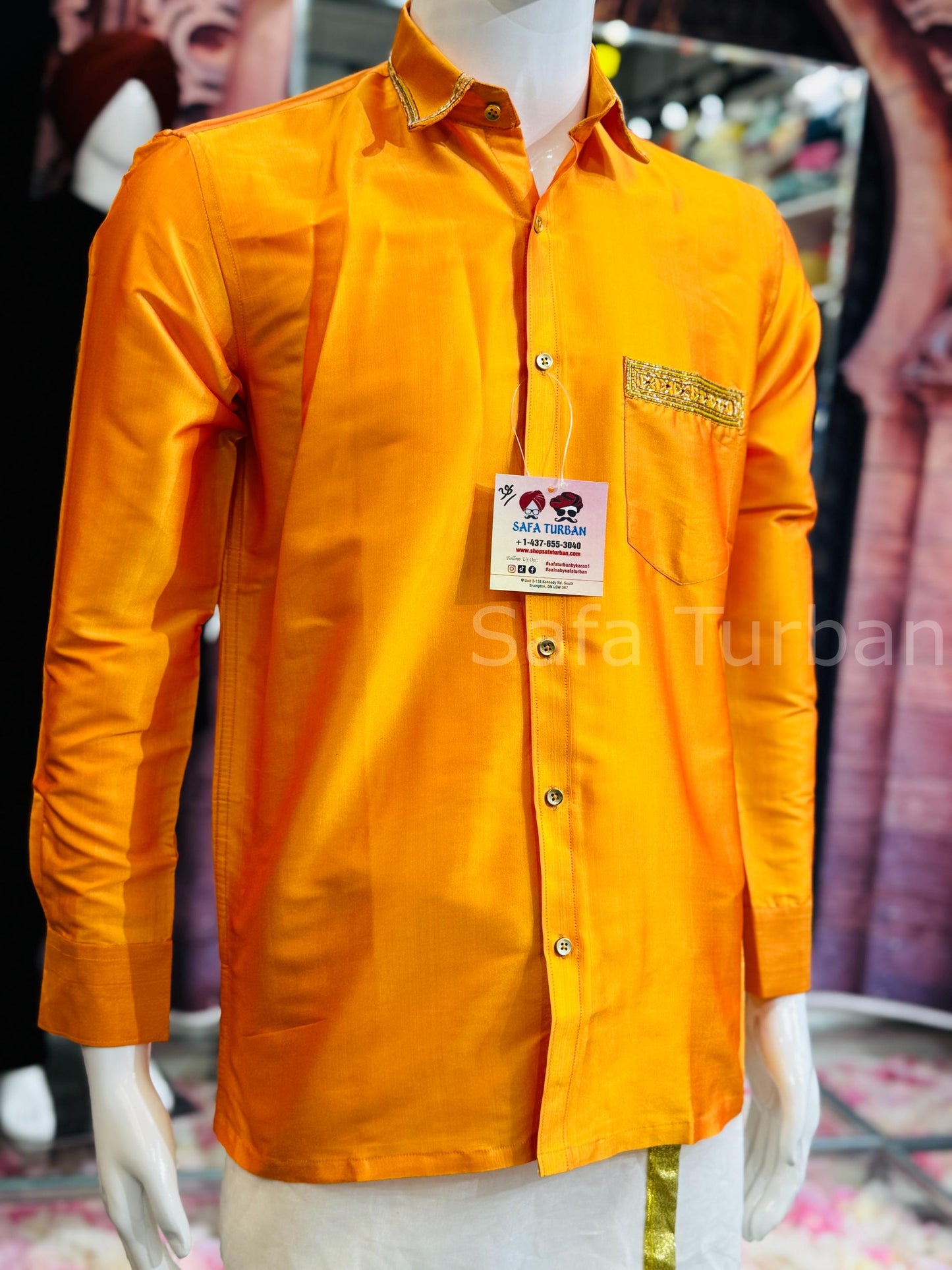 Silk Casual Shirt (Yellow/Orange)