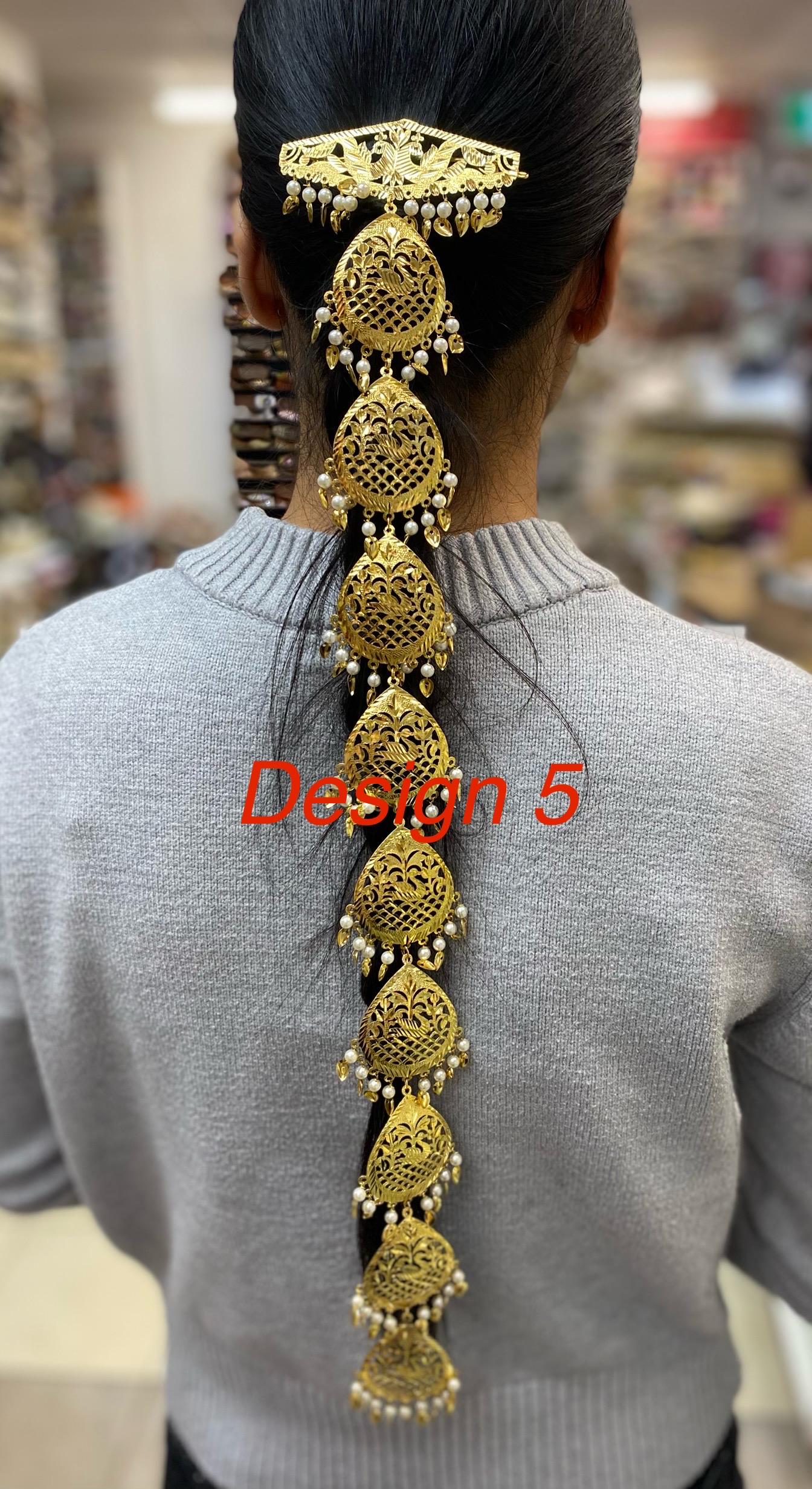 Golden Morni Traditional Pippal Patti Paranda/ Parandi / Hair Extensions with Beads for Women and Girls (Sold per piece)