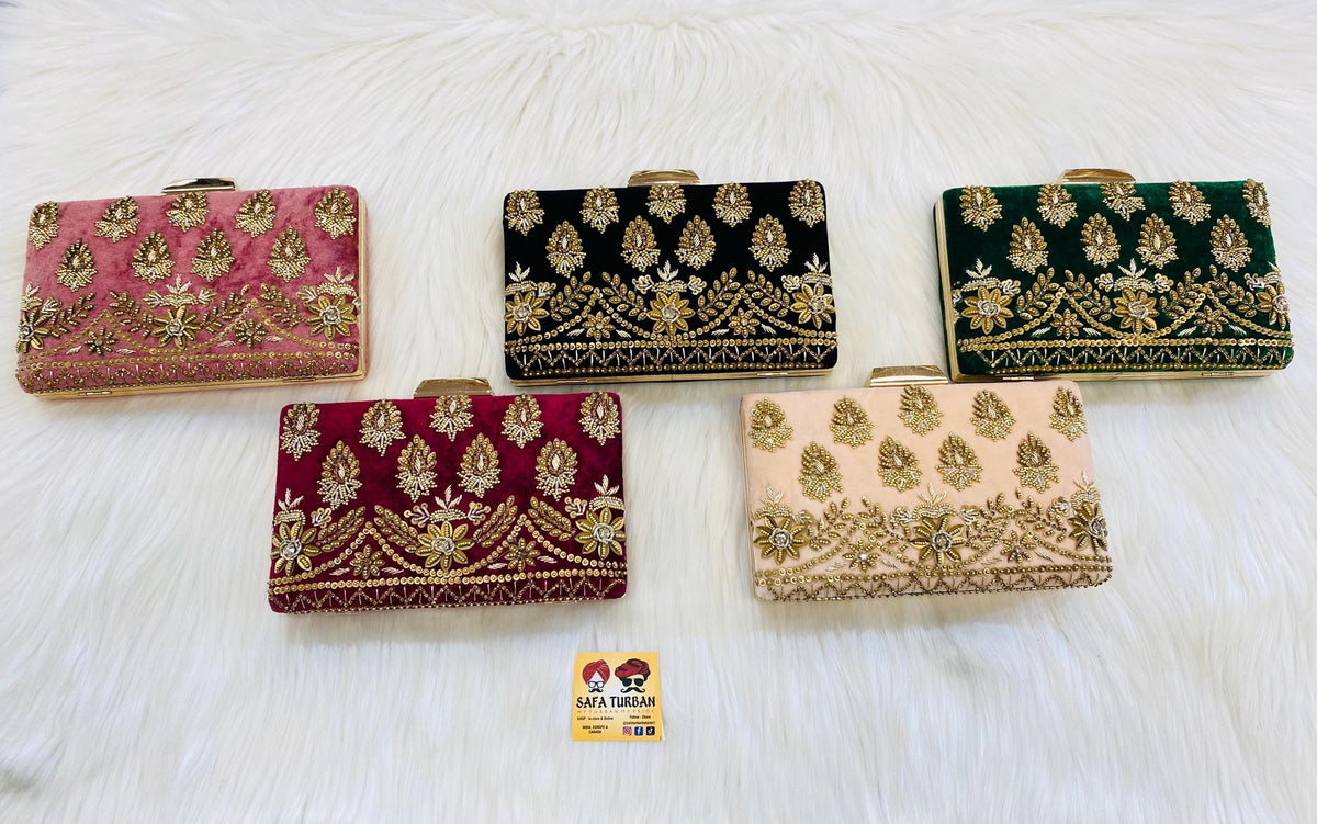 Beautiful Velvet Handwork bling box clutch, clutch, wedding purse, embroidery purse, clutches, detachable chain sling strap