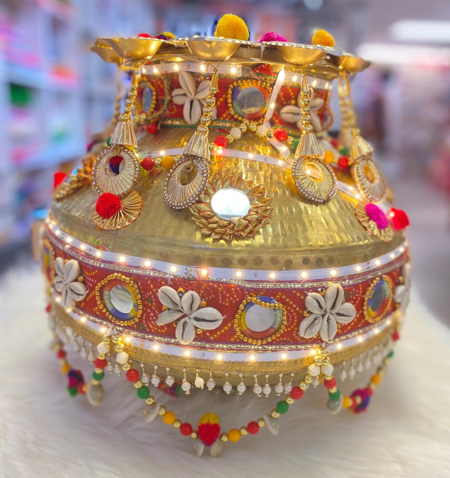 Wedding Accessories-Traditional Heavy pital Decorative Jago with Led Lights /Bride and Groom/Jaggo Function