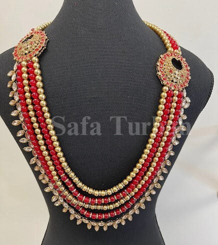 Indian Wedding- Pearl Necklace with Brooch and Kundan layer for Men/Groom for Wedding (5Layers Pearl)