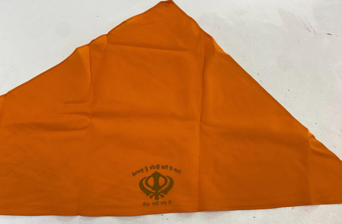 Sikh Patka- Kesari for Adults (unisex) with shabad and Khanda  Sign in front