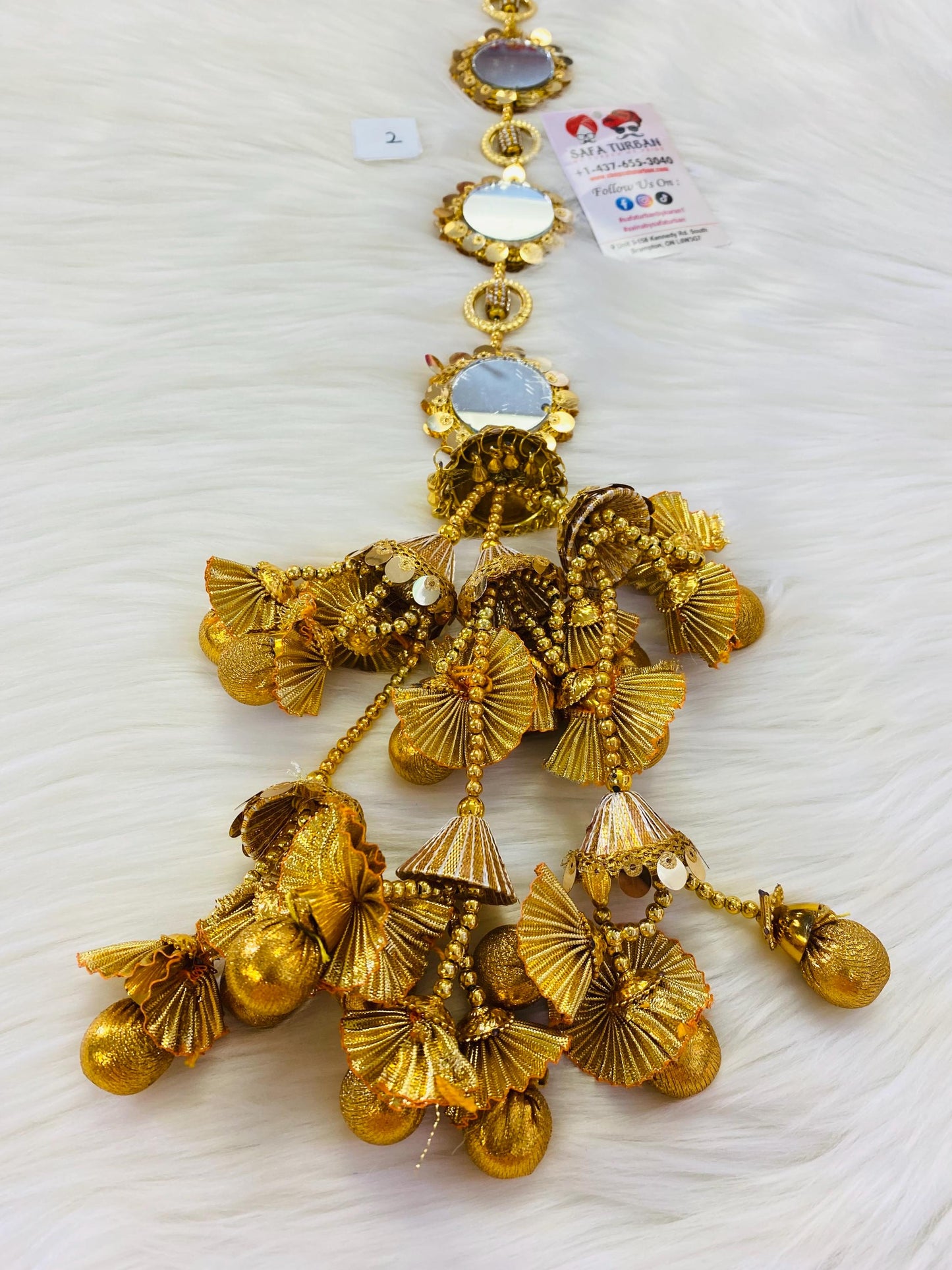 Punjabi Golden Colour Fabric Parandi Tassles Hair Extensions with Beads for Women and Girls (Sold per piece)