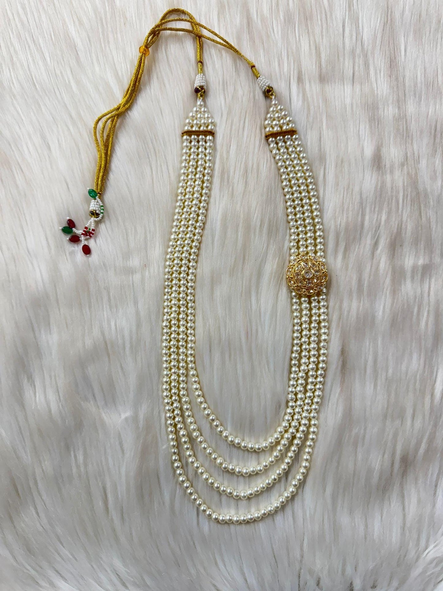 Kalgi, Sehra and Pearl Necklace Set -  Kalangi/Kalgi, Traditional Sehra, Pearl Necklace with Brooch for Groom (Trio Combo)