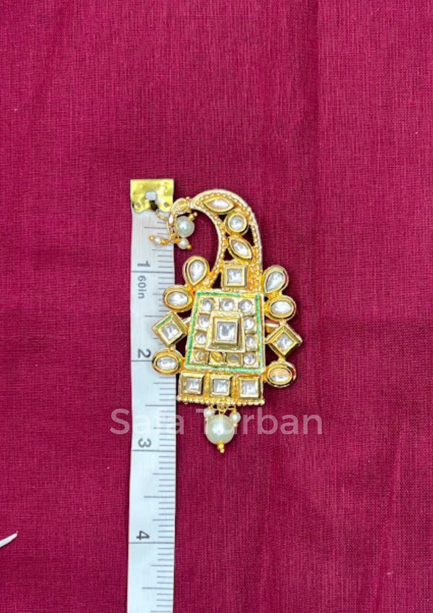 Indian Groom Wedding Accessories-  Kundan Kalangi/Kalgi for Men's Safa/Groom Pagdi