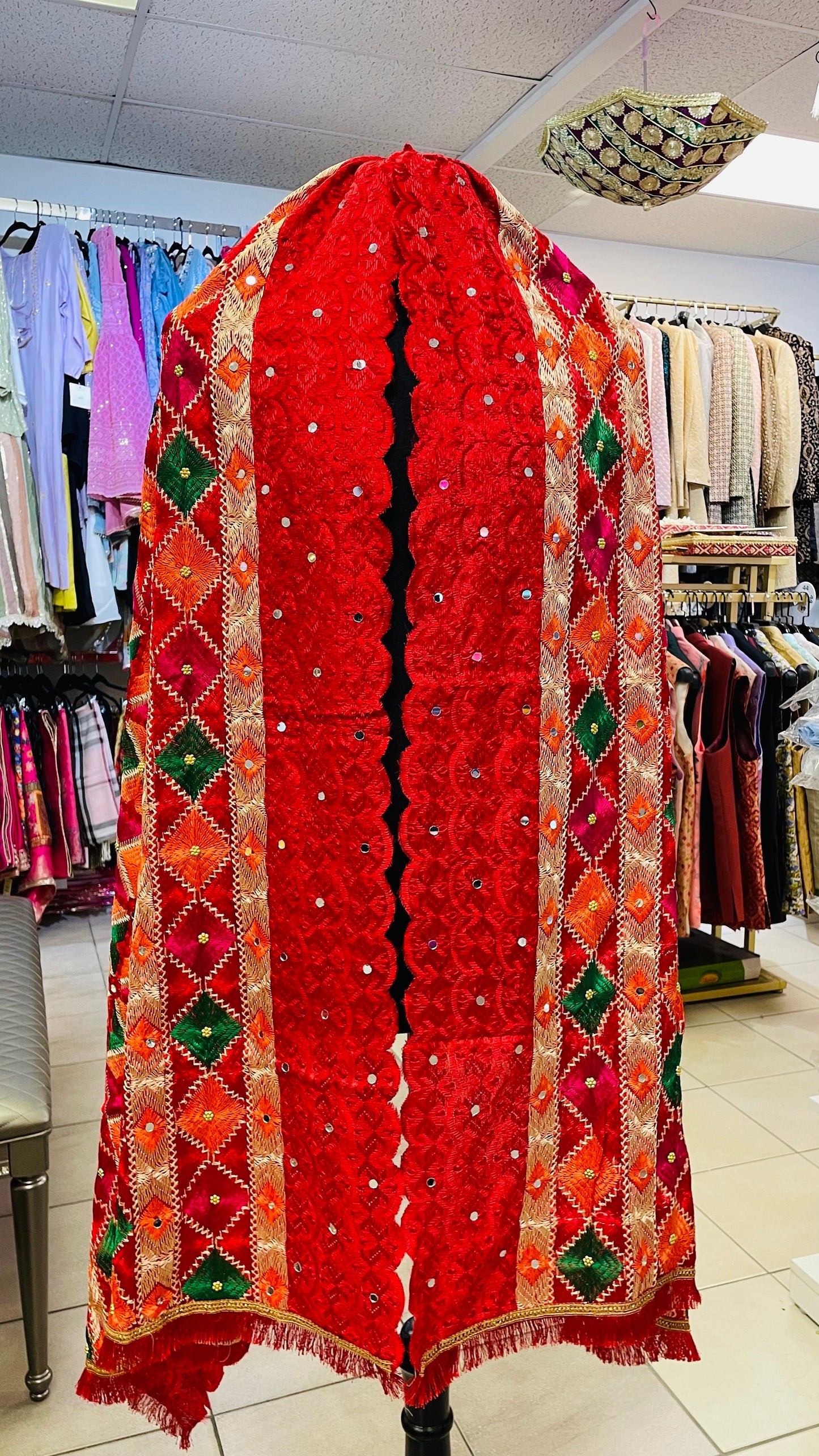 Phulkari Dupatta- Women's Phulkari Dupatta, Scarf, Multicolour Phulkari Chunni, Dupatta