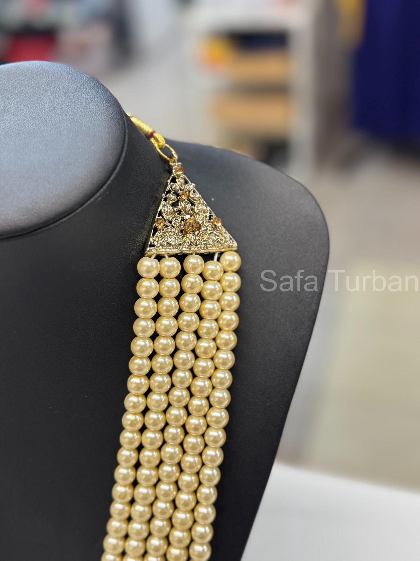 Indian Wedding- Pearl Five Layered Maharaja haar/ Necklace for Groom for Wedding