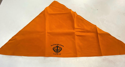 Sikh Patka- Kesari for Adults (unisex) with shabad and Khanda  Sign in front