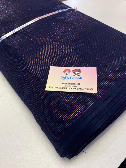 Sikh Turban- Printed Voile Turban Fabric- Navy Blue Colour, Sikh Turban, Printed Voile Turban, (stitching/peeko/edges finishing)