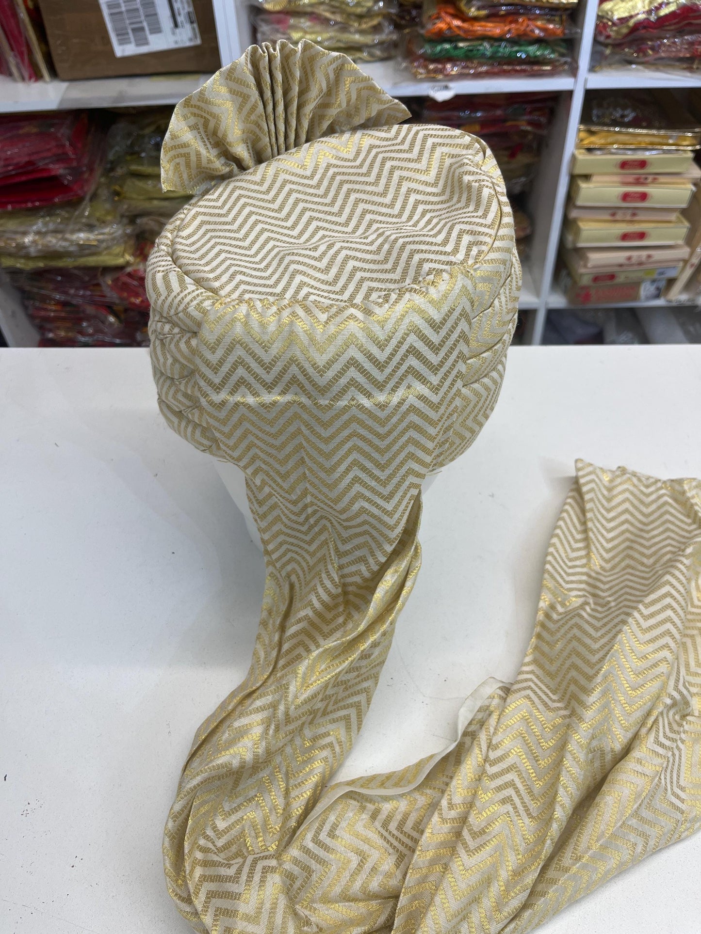 Groom Wedding Turban- Beigh/Cream Adjustable Turban(with velcro)- Safa Turban/Pagdi/Premade Turban/ Wedding Safa/Turban