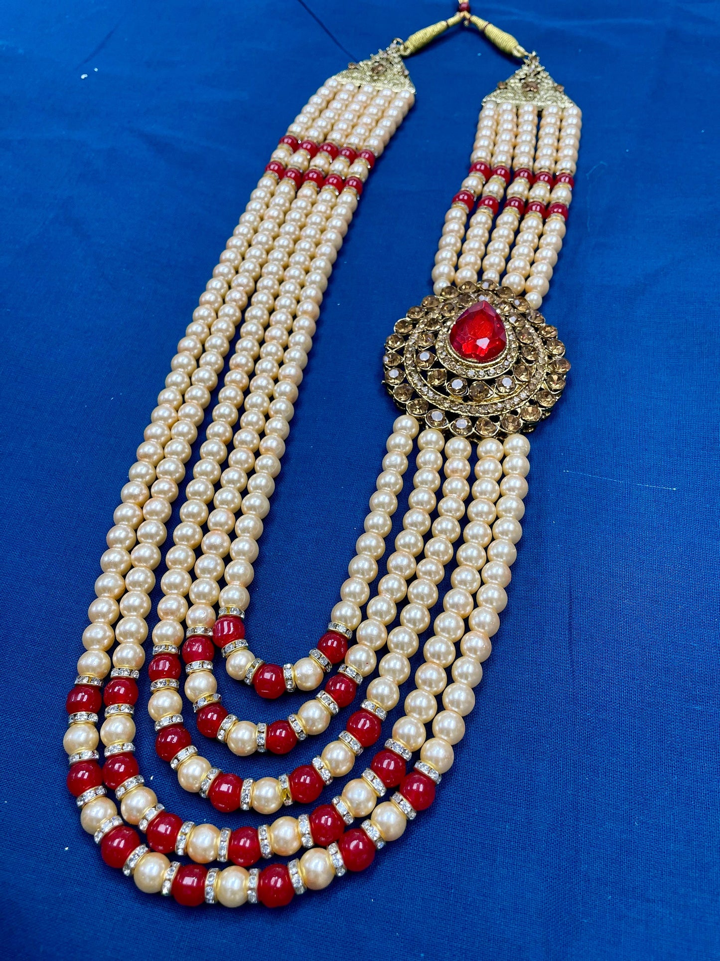 Indian Wedding- Pearl Stone & Studded Necklace for Men/Groom for Wedding