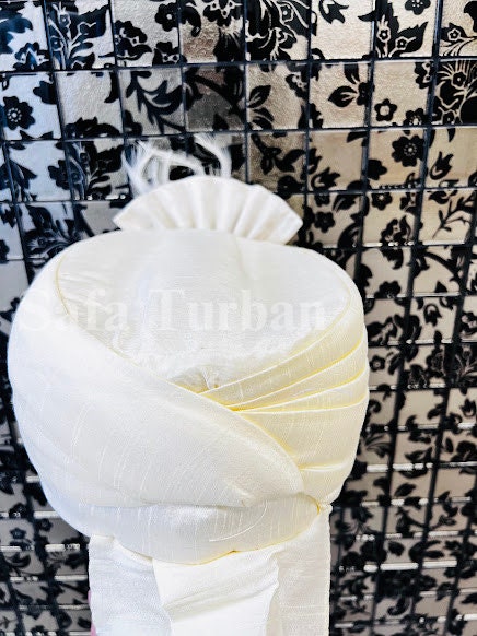 Tamil Hindu Wedding- Wedding Thalapa/Turban for Groom and Tholan (Ivory White Colour)